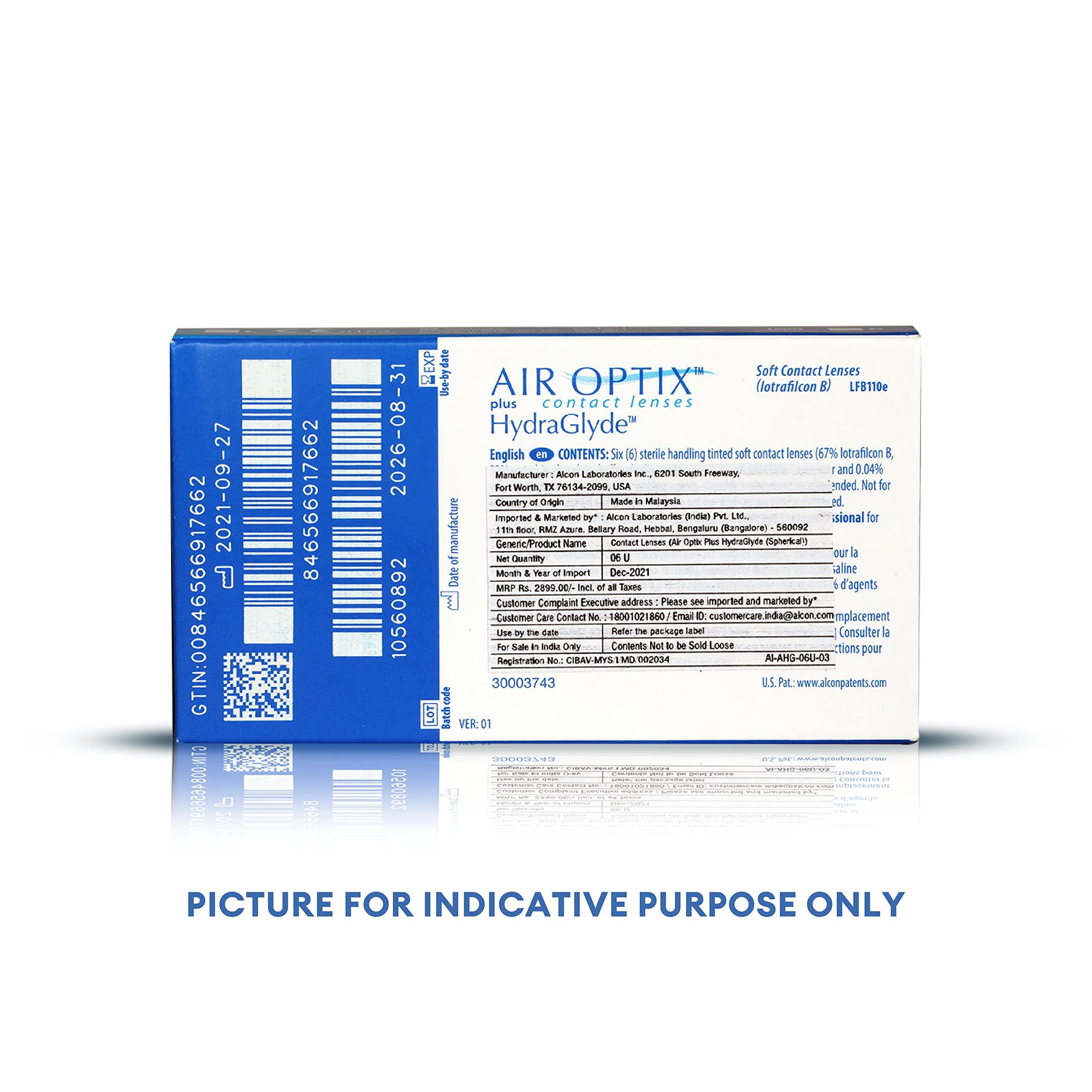 ALCON Air Optix Plus Hydraglyde - Monthly Reusable Contact Lenses(-2.75, Spherical, Pack Of 6).