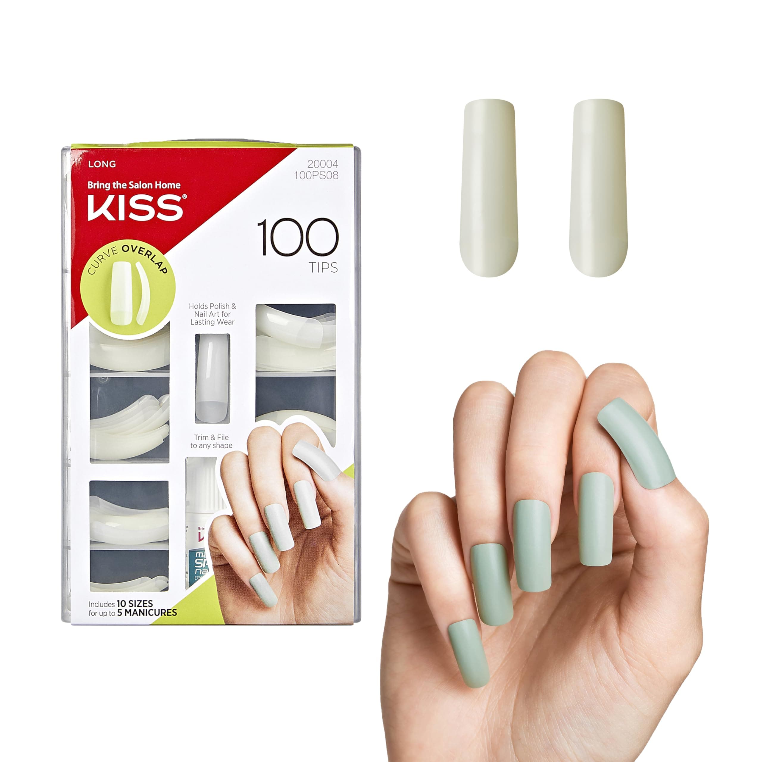 Kiss Products 100 Tips Curve Overlap, 0.24 Pound