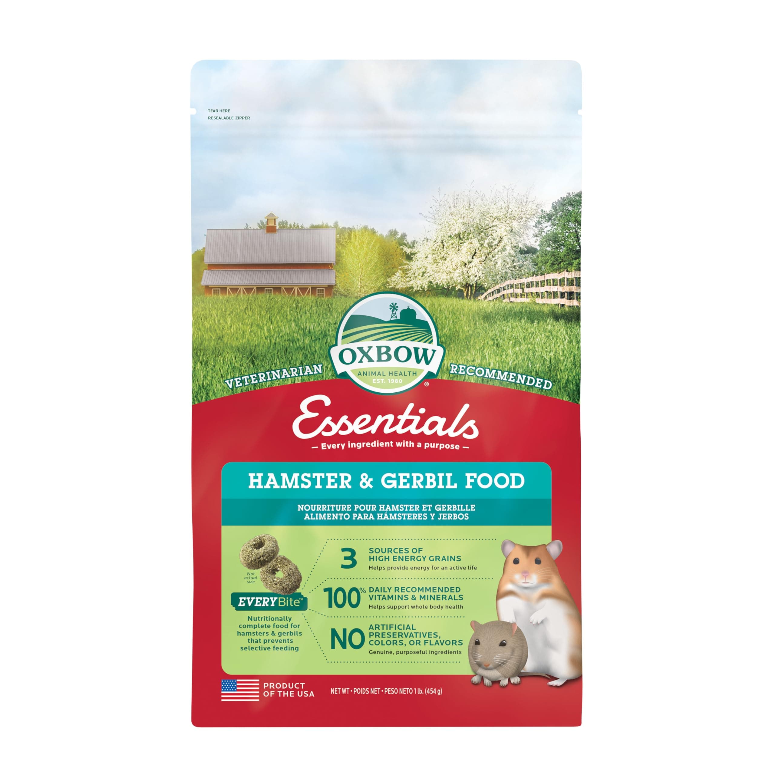 Oxbow Animal Health Healthy Handfuls Dry Hamster And Gerbil Fortified Small Animal Feeds, 1-Pound