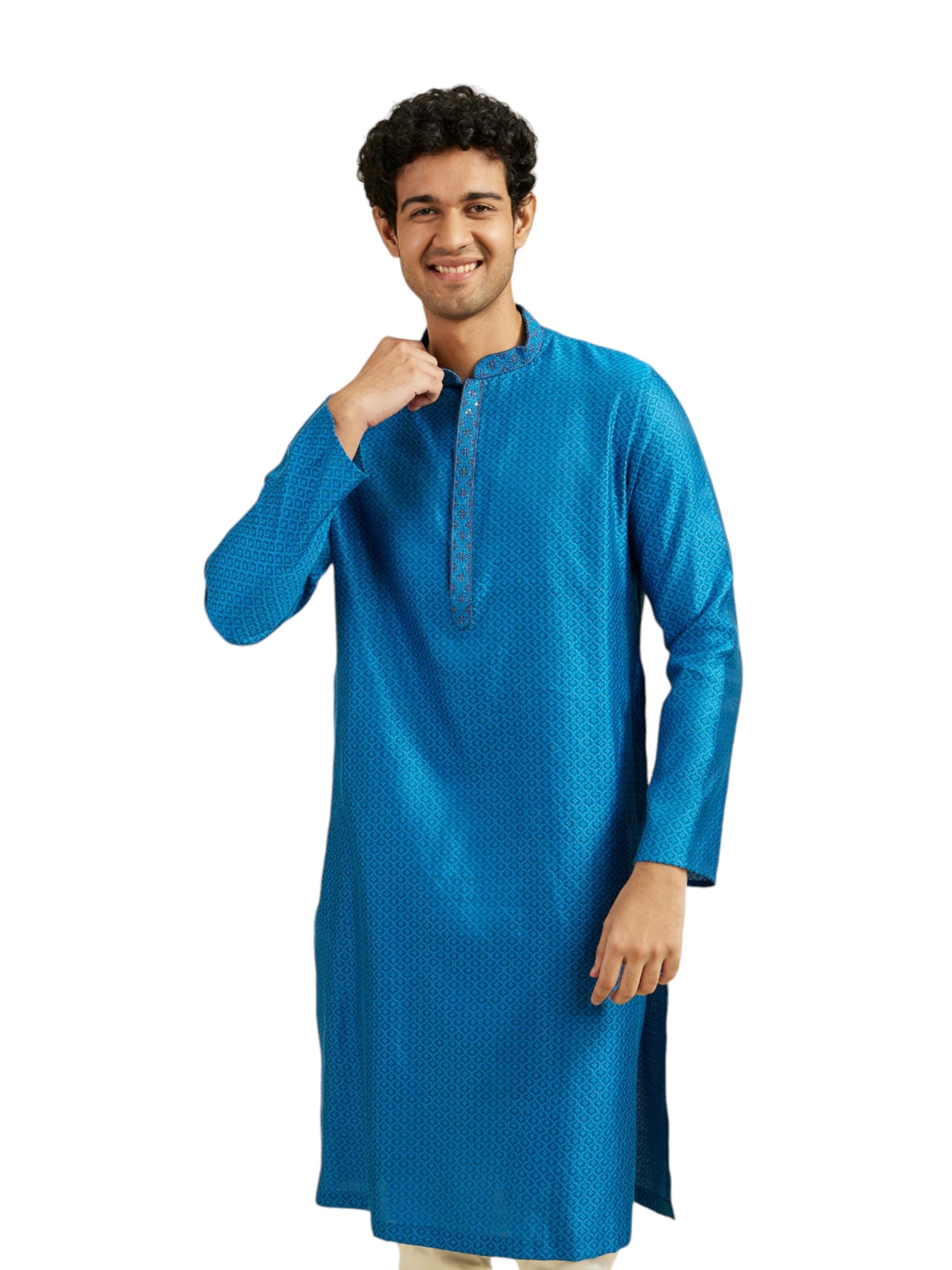 DIWAS BY MANYAVAR Men's Viscose Blend Self Design Kurta (1pc)