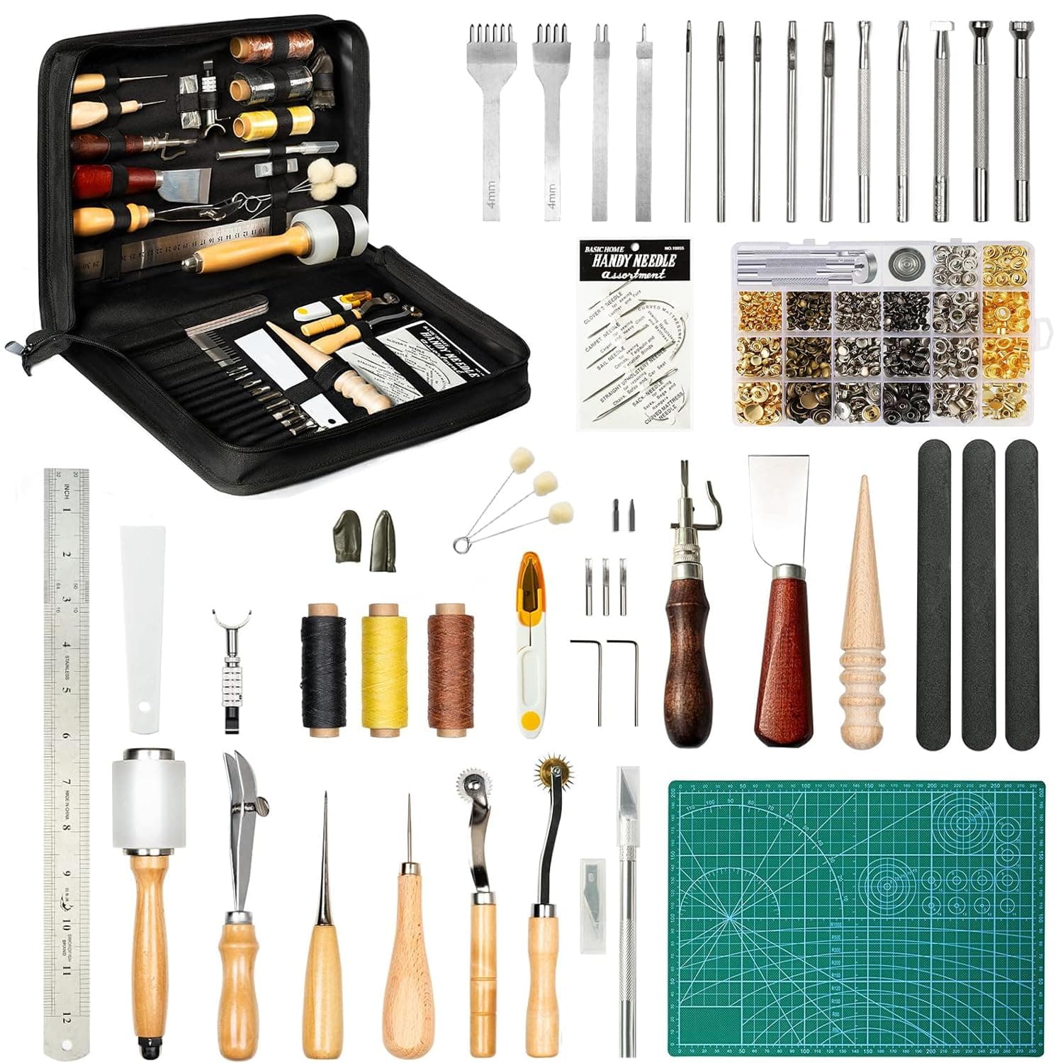 FifthQuarter 458 Pcs Leather Tooling Kit, Essential Leather Working Tools