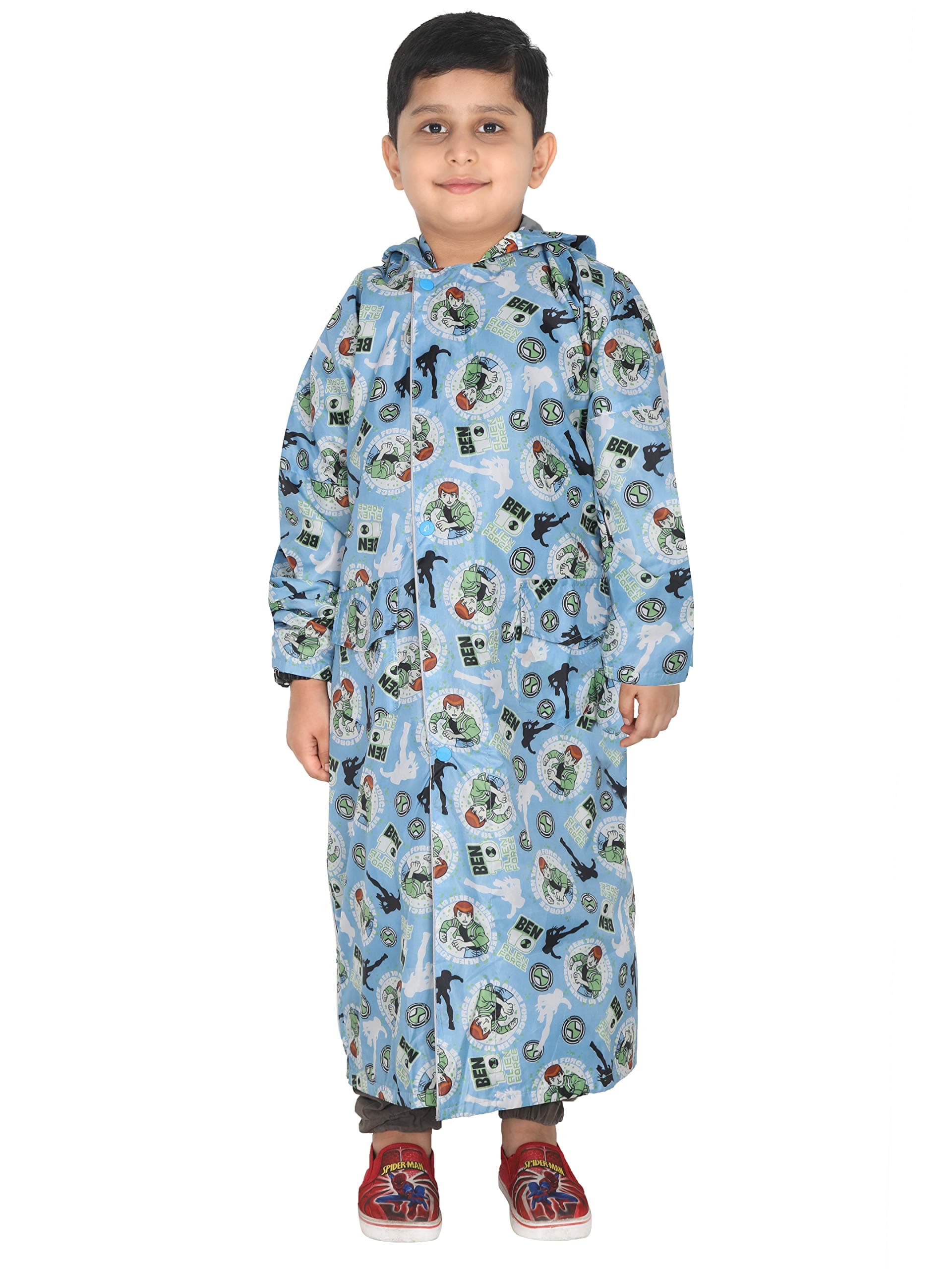 FabSeasons printed waterproof Long/Full raincoat for kids with hood, Age 9-10 Years