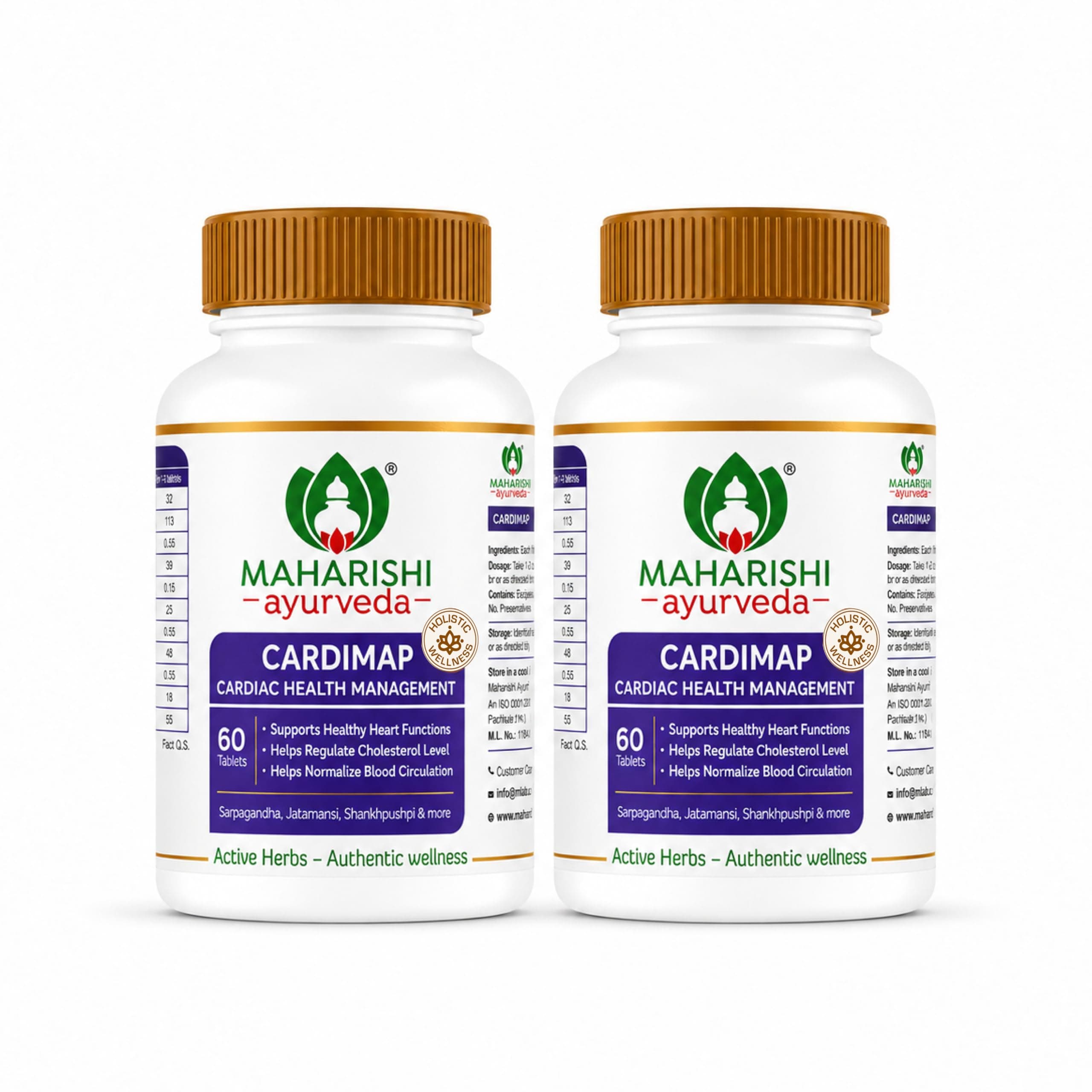 Maharishi Ayurveda Cardimap | Natural Blood Pressure Regulation | Herbal Blend for Hypertension | Rapid Effect | 2 Months Pack | 120 Tablets (60 Tablets x 2)