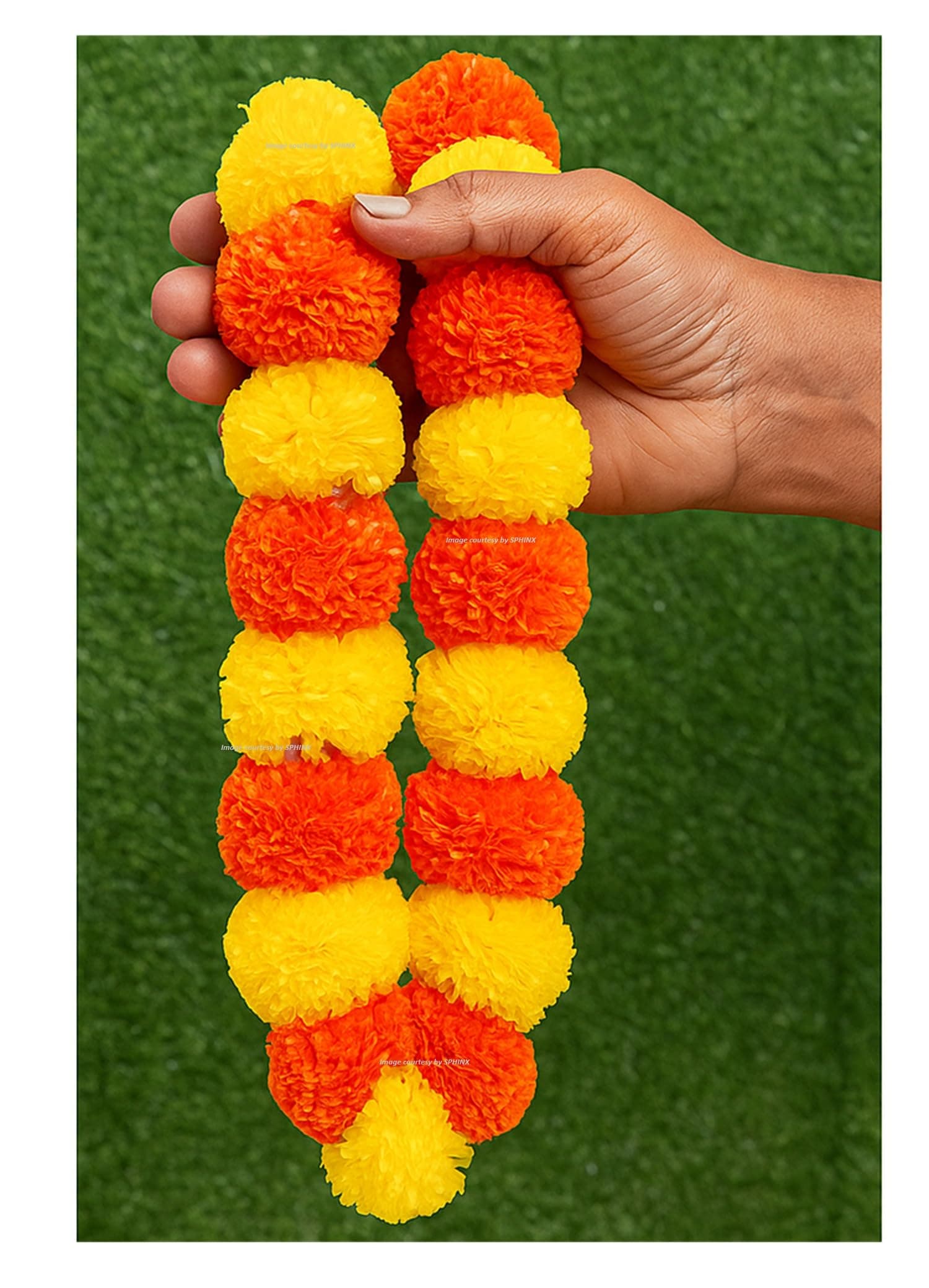 SPHINX Artificial Marigold Flower Garlands for Decoration–Fluffy Marigold Strings for Diwali,Pooja,Wedding,Festival,Housewarming,Home,Mandir,Wall,Door, Home Decor–Reusable Trousseau Gift (Pack of 5)
