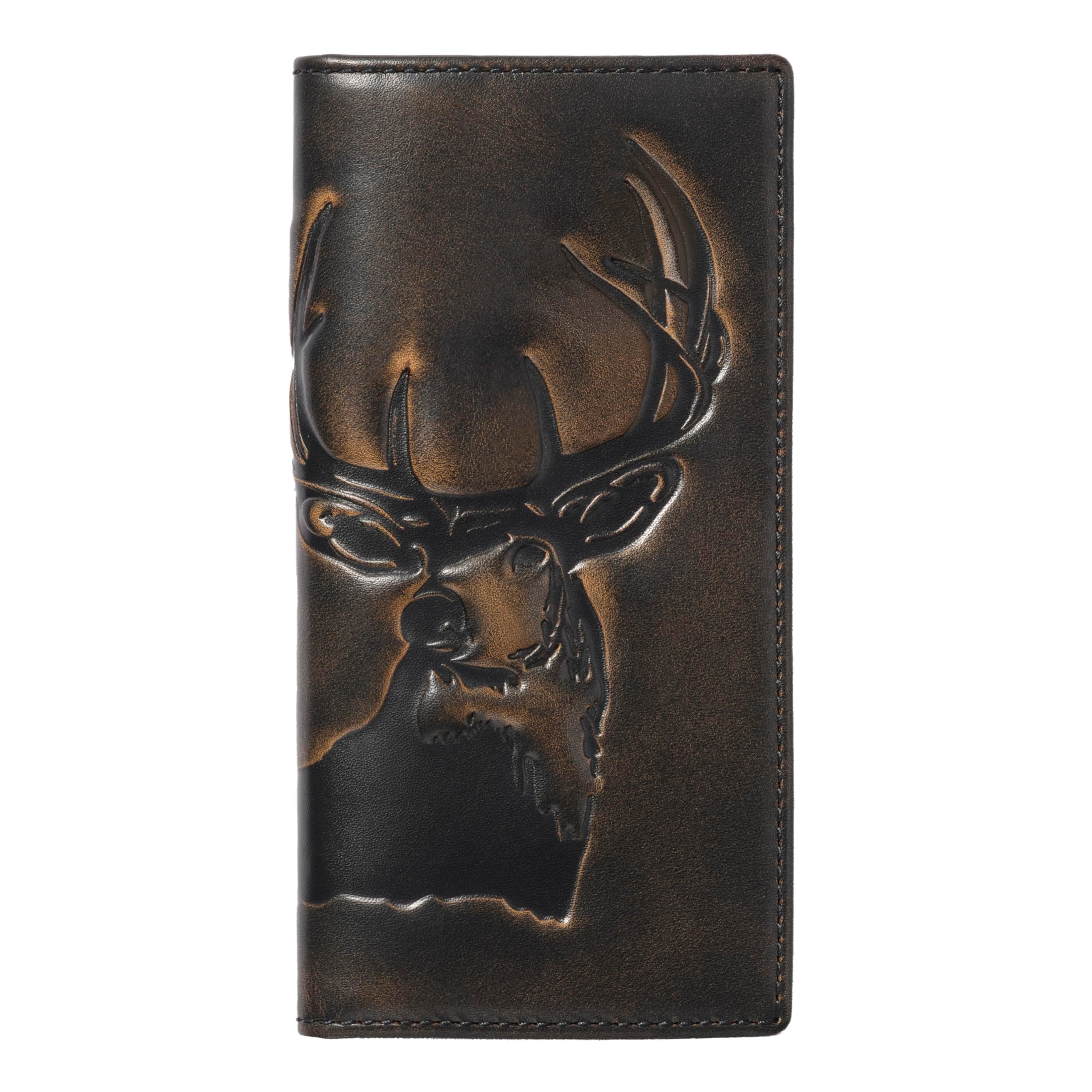 HOJ Co. DEER Long Wallet For Men | Full Grain Leather With Hand Burnished Finish | Bifold Wallet | Rodeo Wallet | Deer Wallet