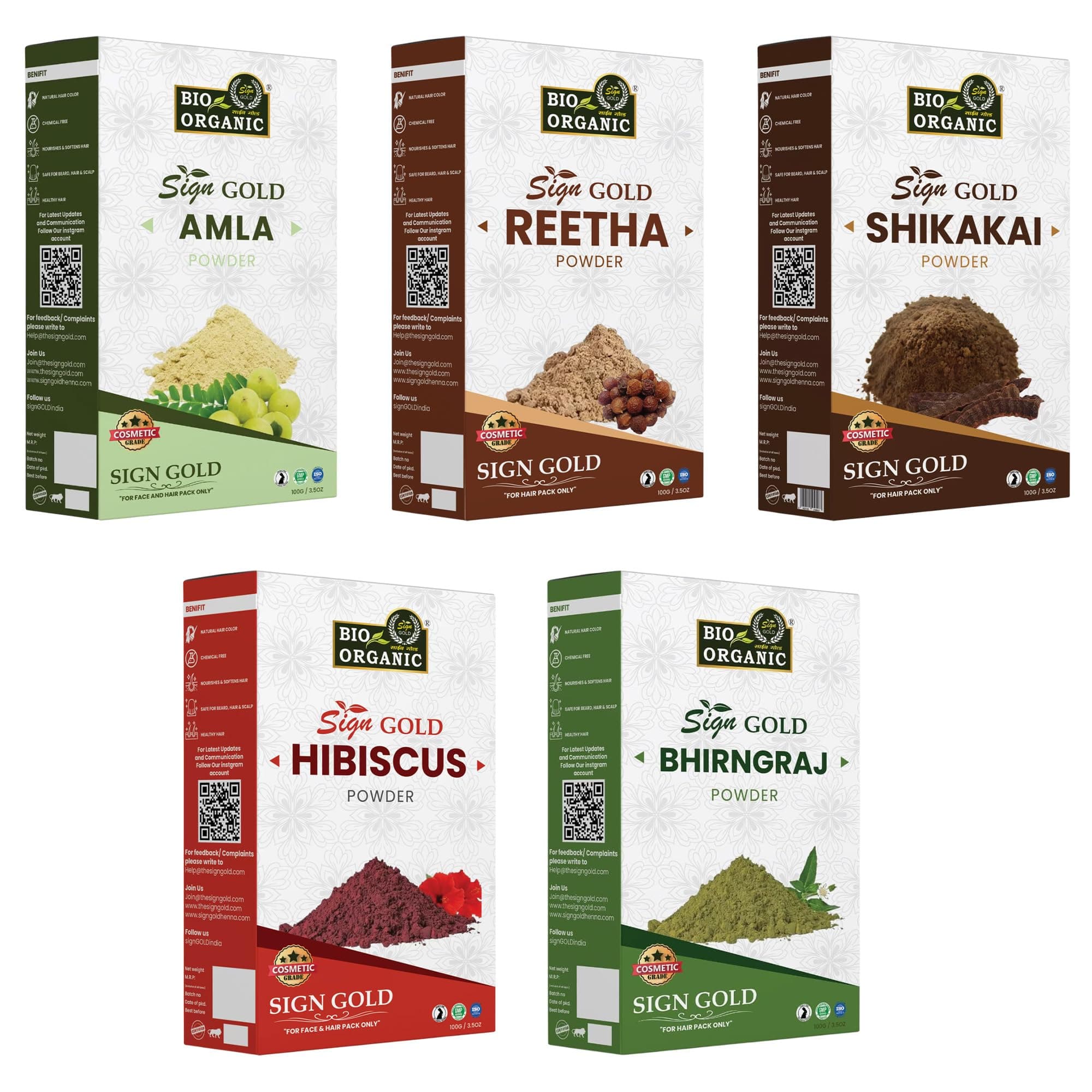 Amla Reetha Shikakai Bhringraj Hibiscus Powder 500g | 100% Natural Ayurvedic Hair Care Combo Pack for Hair Growth, Anti Hair Fall, Dandruff Control & Healthy Shiny Hair