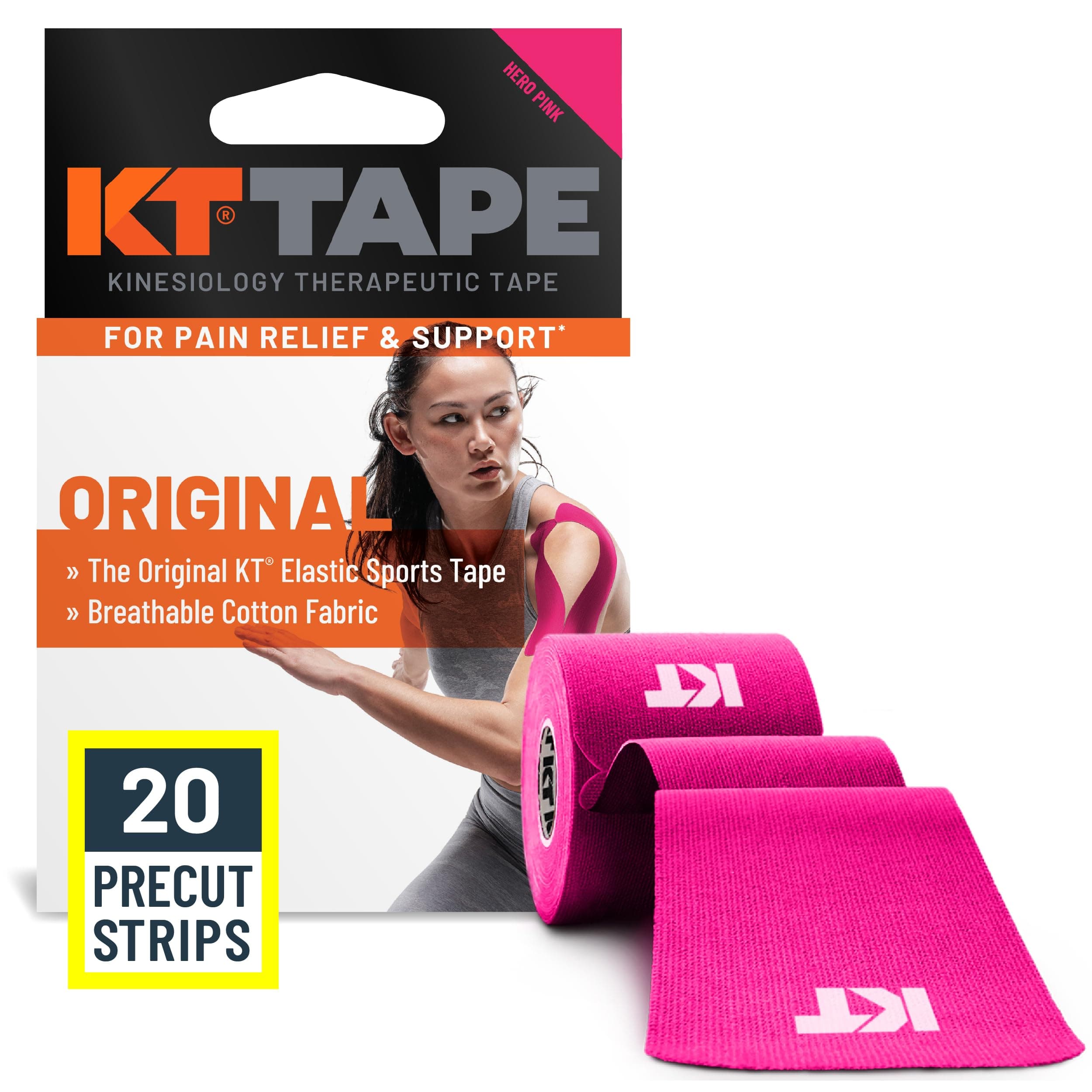 Kt Tape Elastic Sports Tape Original,Pre-Cut,20 Strip,Ctn,PINK