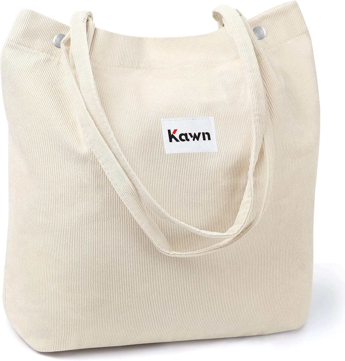 Kawn Women Corduroy Shopper Tote Bag Canvas Shoulder Purse Reusable Shopping Bag Grocery Bag Large Capacity Washable Handbag Shoulder Bag With Inner Pocket For Daily Use (Green + Beige)