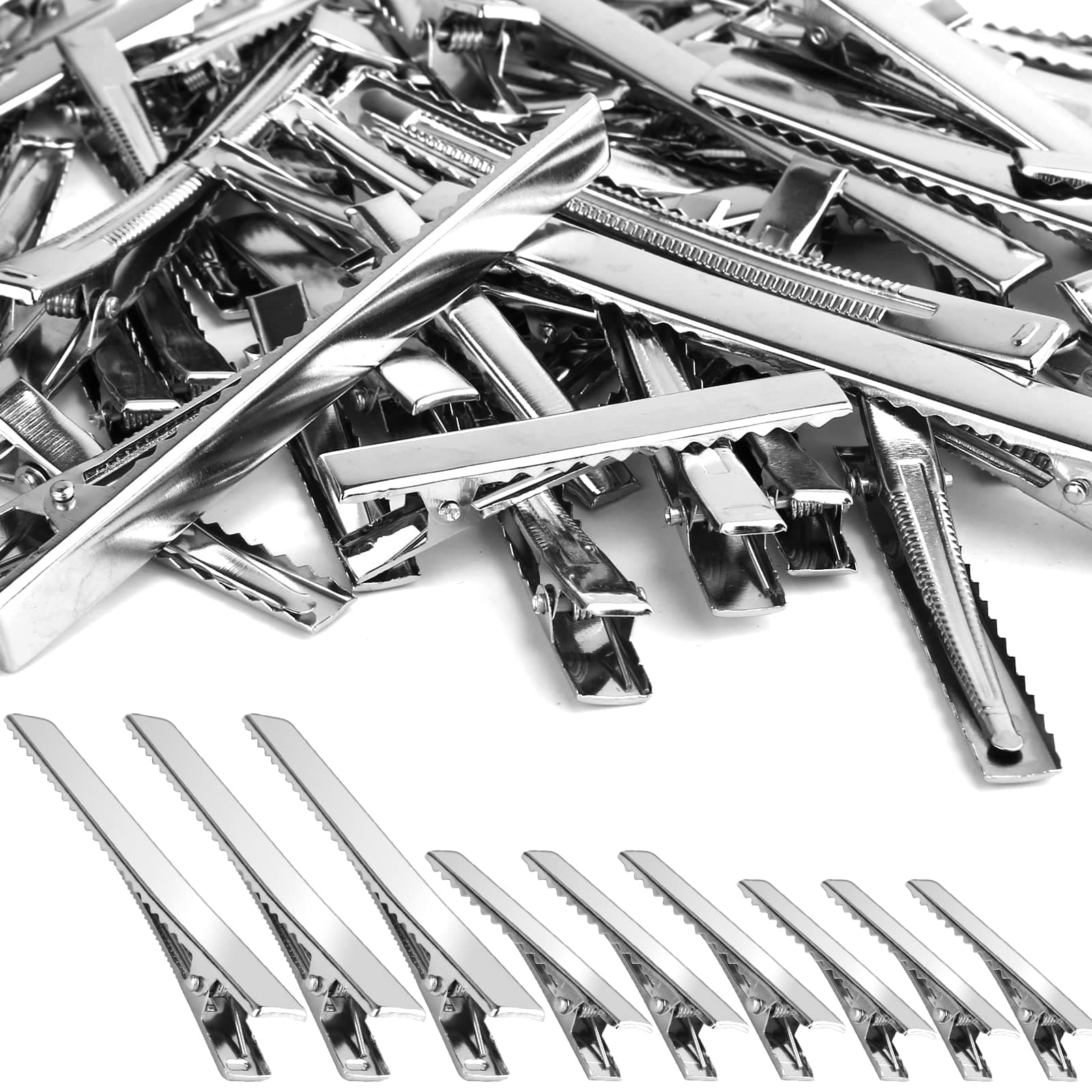 70 Pack Alligator Hair Clips, Silver Hair Clips Single Prong Flat Metal Hair Bow Alligator Clips for Bows Making Crafts, By PHSZZ
