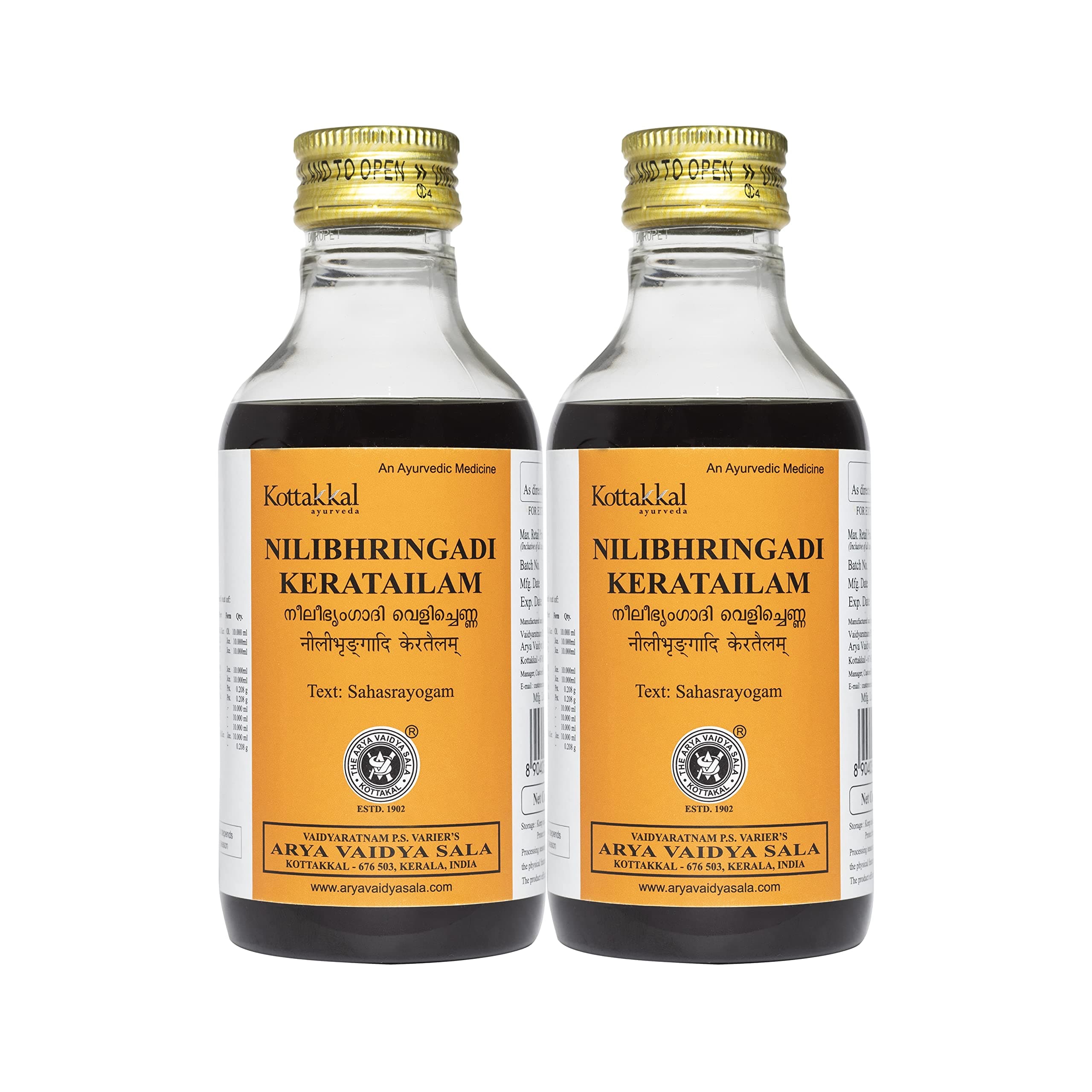 Kottakkal ayurveda® Nilibhringadi Keratailam - 200 ml, For Hair (Pack of 2)