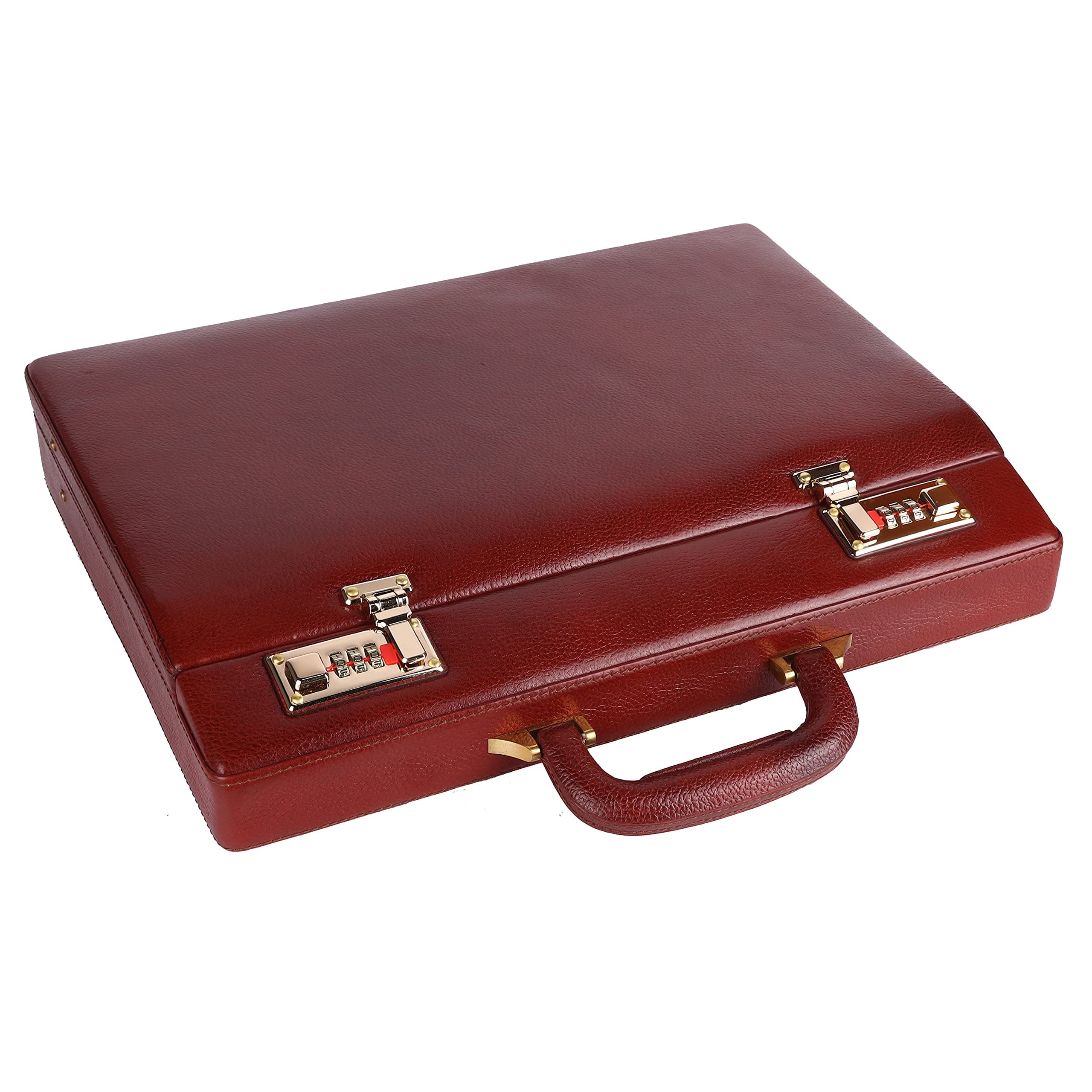 HAMMONDS FLYCATCHER Rich Brown Genuine Leather Briefcase for Men - Office & Travel, Spacious Suitcase for Documents, Dual Combination Locks, 31 Cms