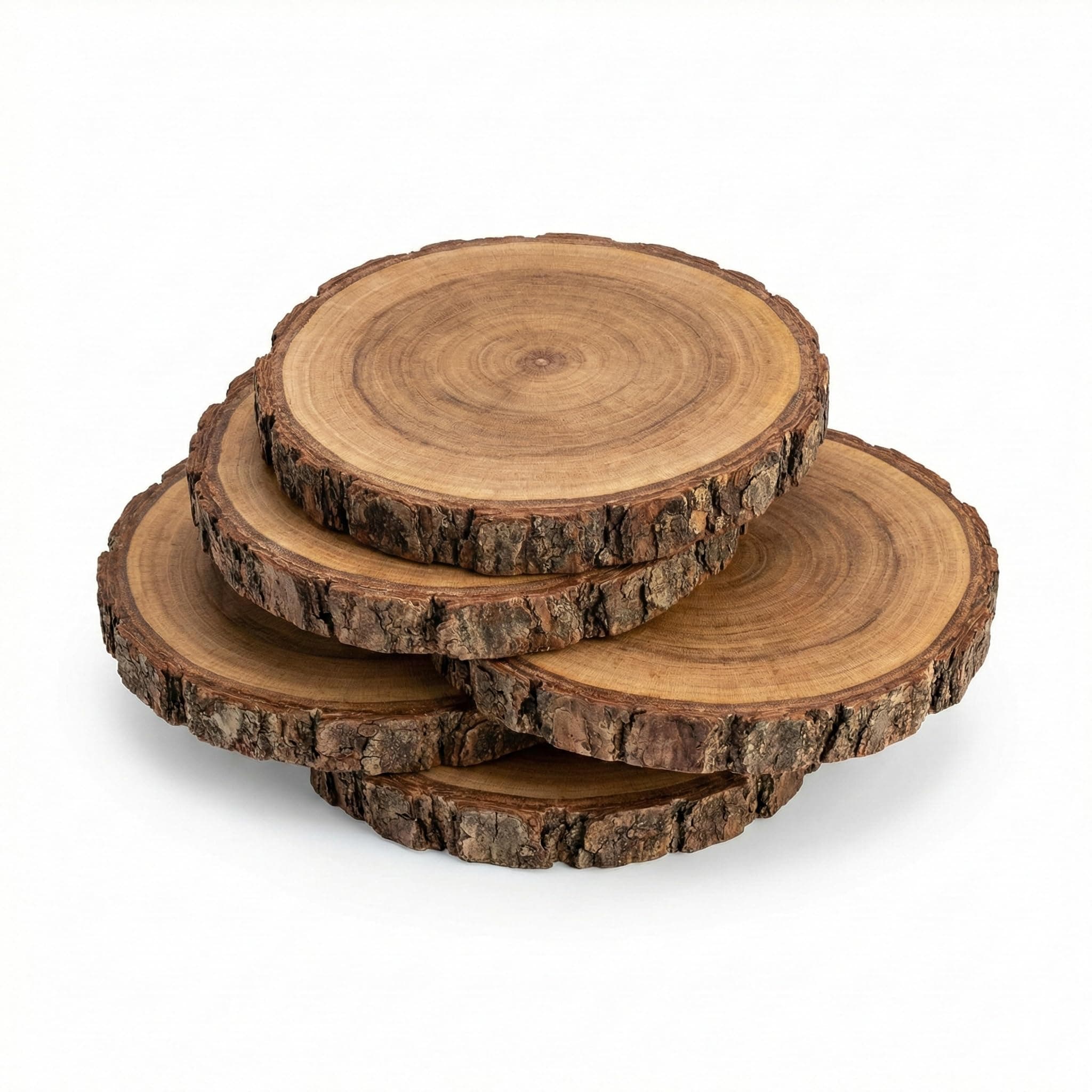 Salvus App SOLUTIONS Wooden Log Natural Bark Coaster/Slices (Brown_4 Inches)