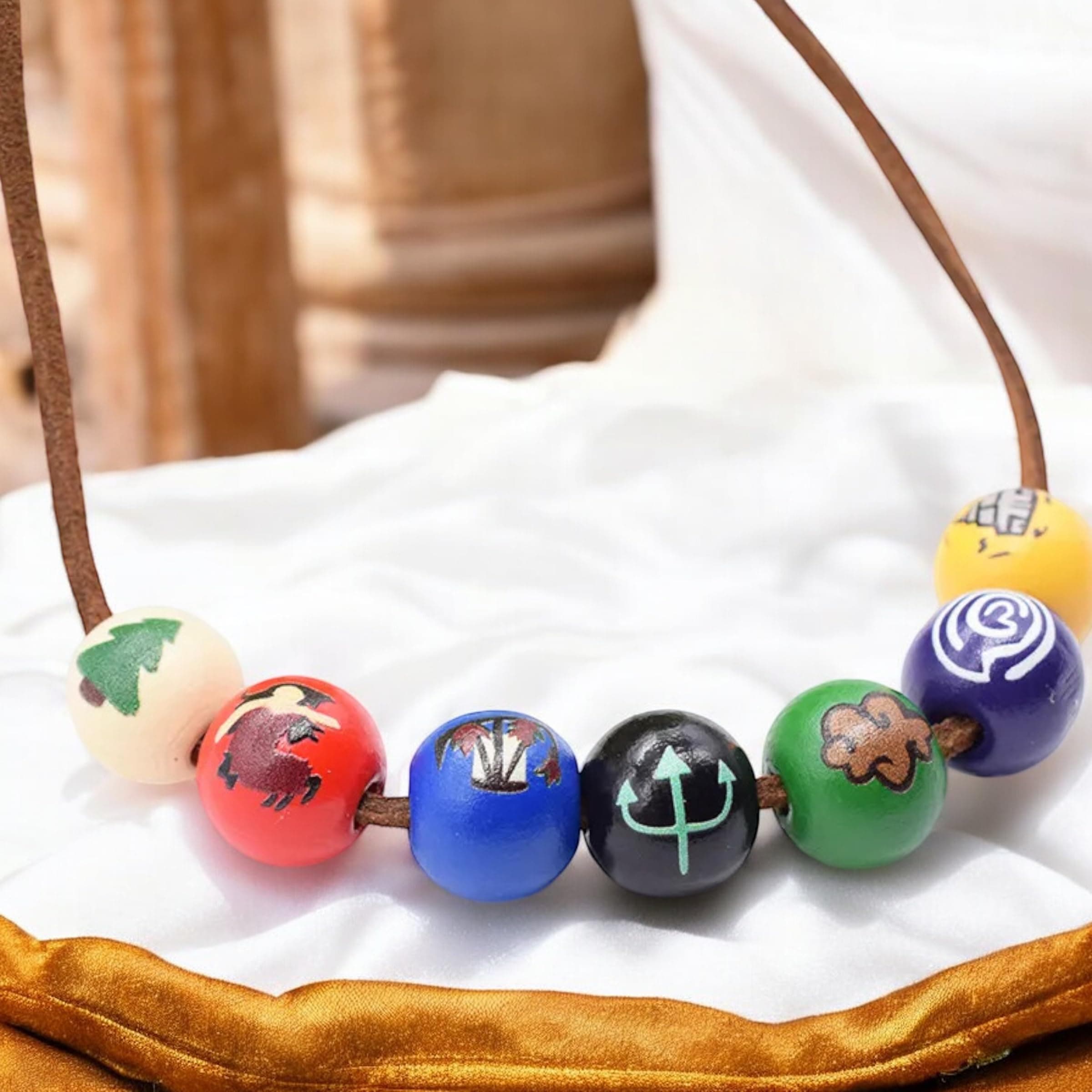 PRINCESS CUTENESS STORE Annabeth Chase Percy Jackson Camp Half Blood Wooden Bead Drawstring Necklace