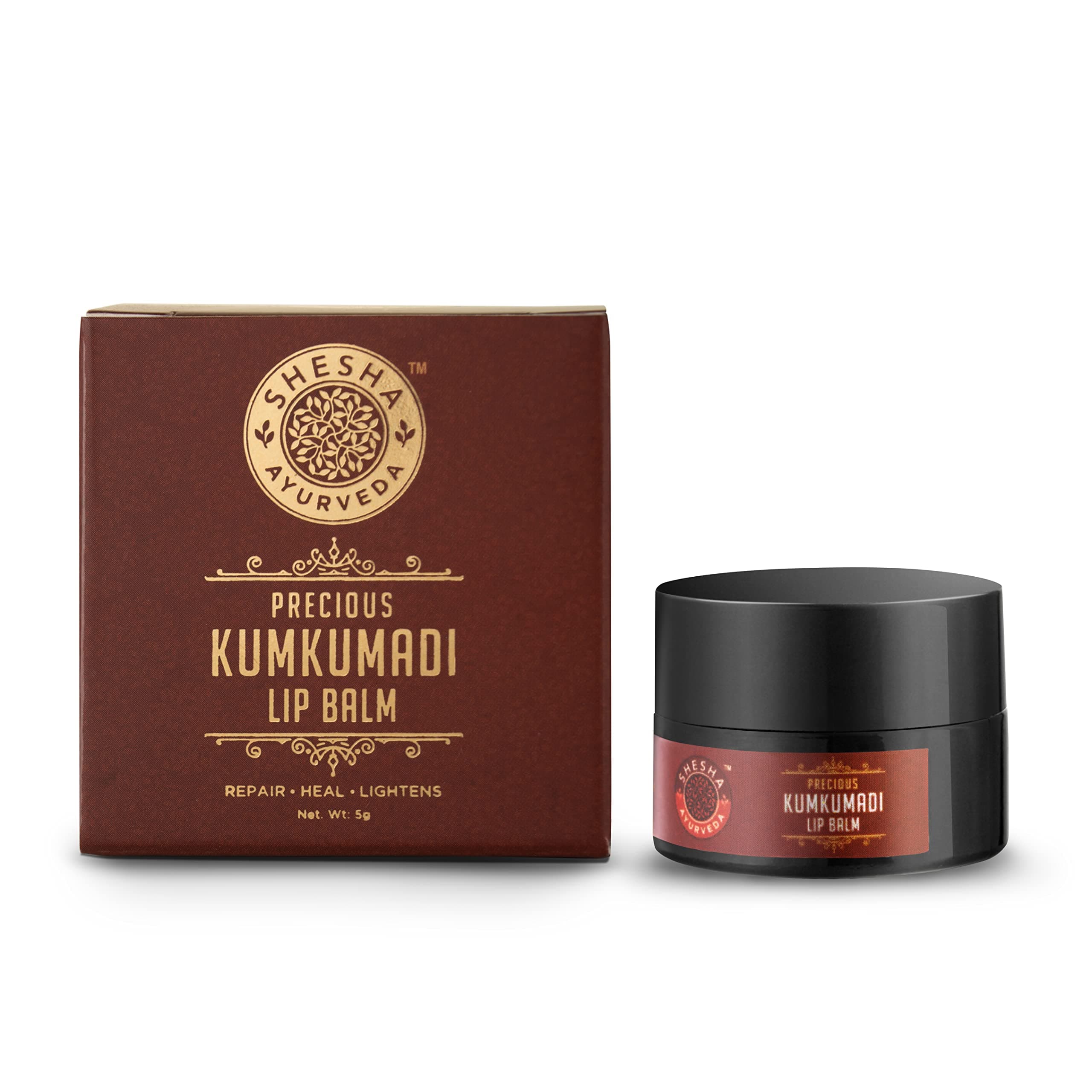 Shesha Ayurveda Kumkumadi Brightening Lip Balm 5 Grams, Red, Natural, Ayurvedic, For All Skin Types, Gentle & Effective, Daily Use, No Harsh Chemicals