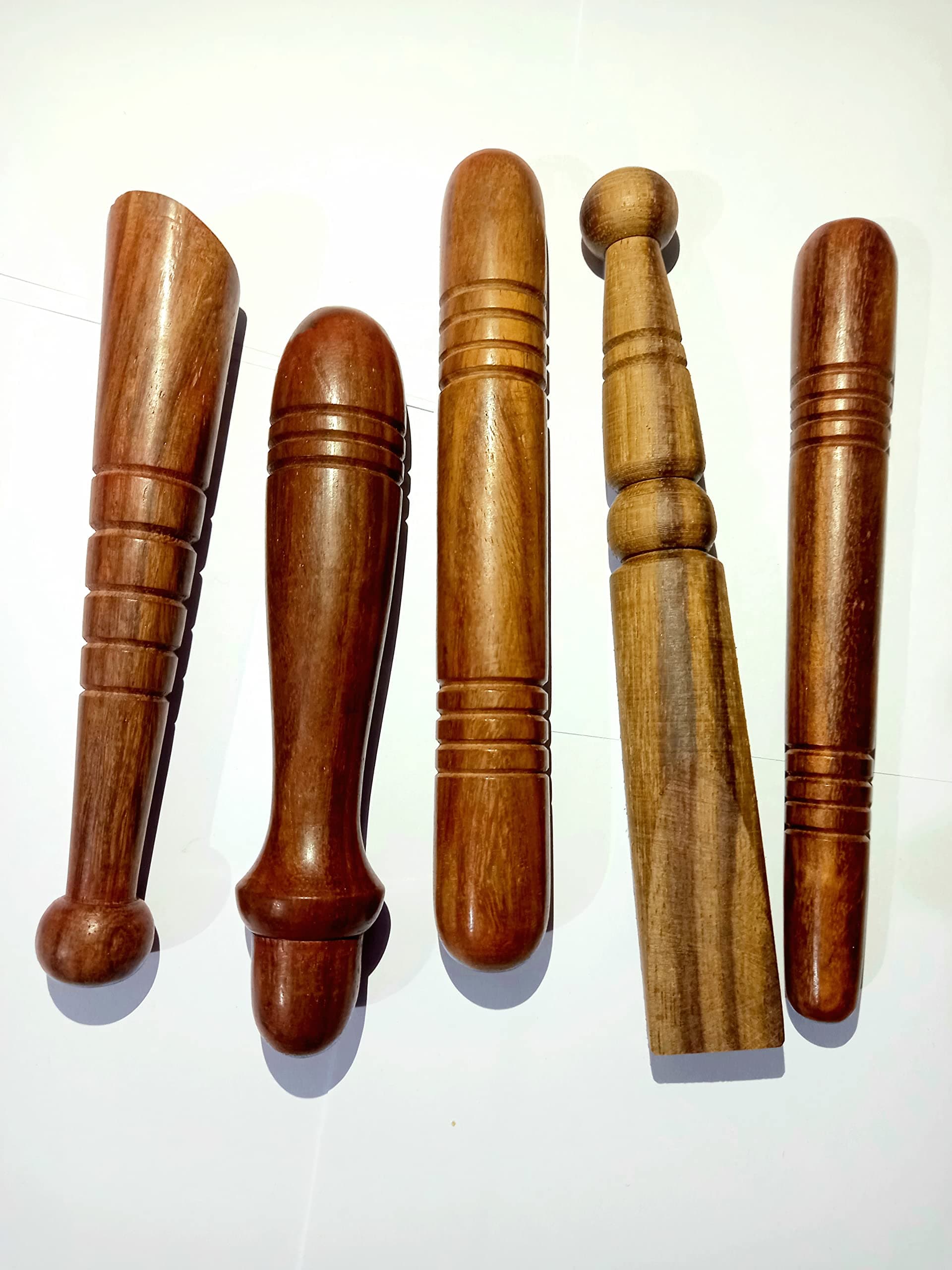 ultra design Foot Massager Wooden Reflexology Health Stick Tool Small Wooden Stick Therapy Reflexology Traditional Tool Hand Head Foot Face Body Red Wood Pain Relief Travel Home 13 cm (Set of 5)