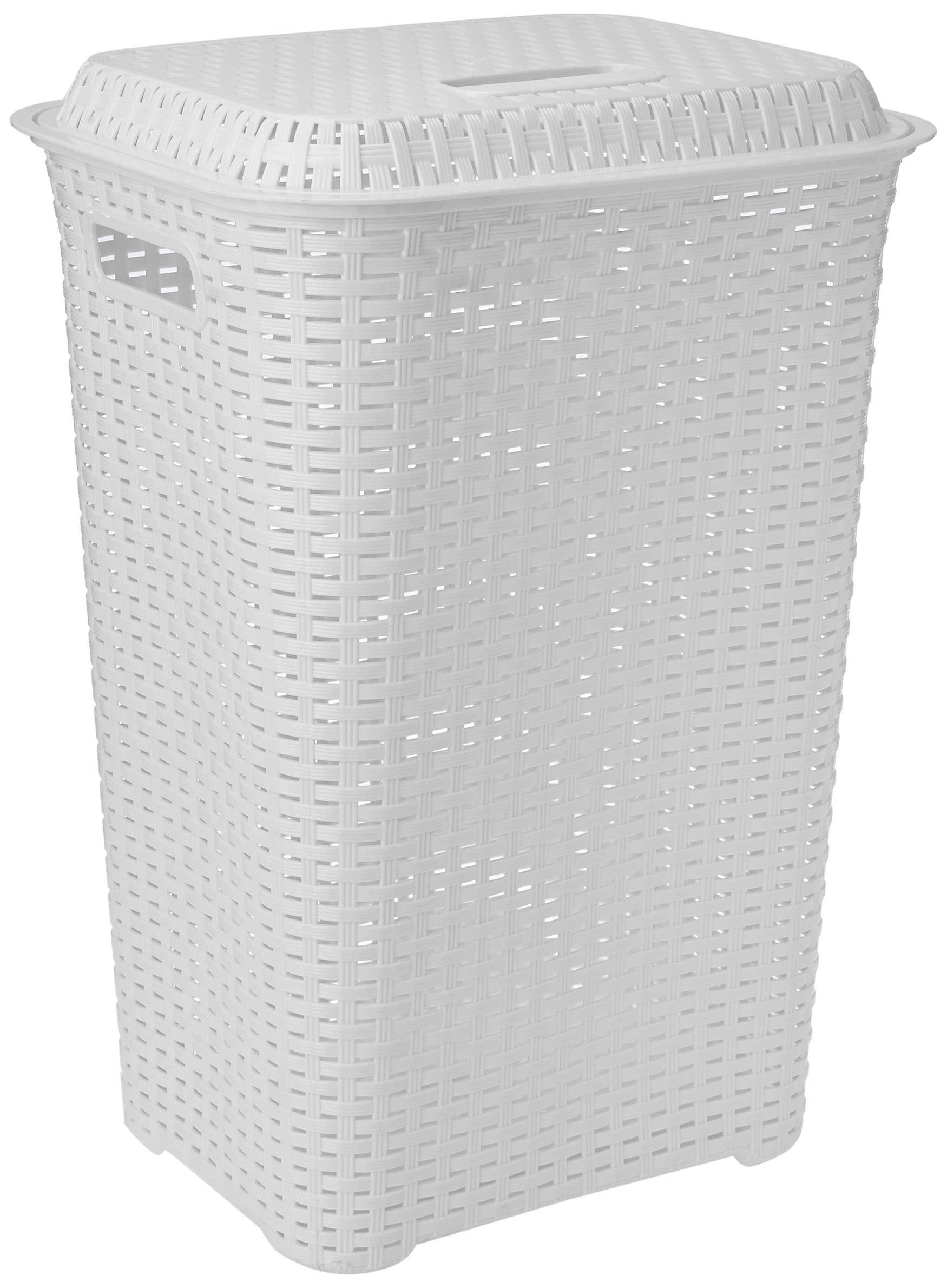Cello Eliza Plastic Laundry Basket with Lid, Milky White, 50 Ltrs | Lightweight and Portable | Storage Organizer | Convenient Handling | Useful For Storing Clothes, Toys, Books
