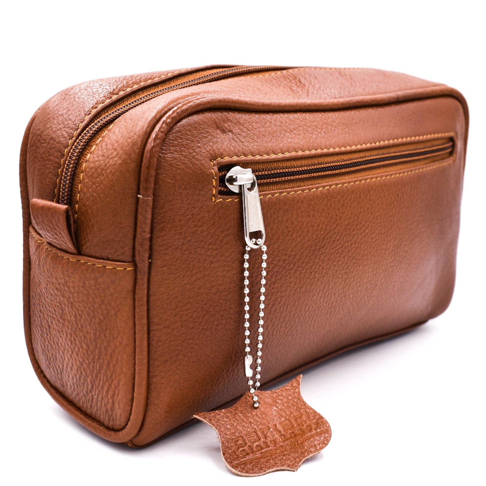 Parker Safety Razor Full Grain Leather Dopp Kit – Handmade Full Size Saddle Brown Leathers Toiletry Bag Leather/Dopp Kit/Travel Bag for Effectively Carrying and Storing Toiletries