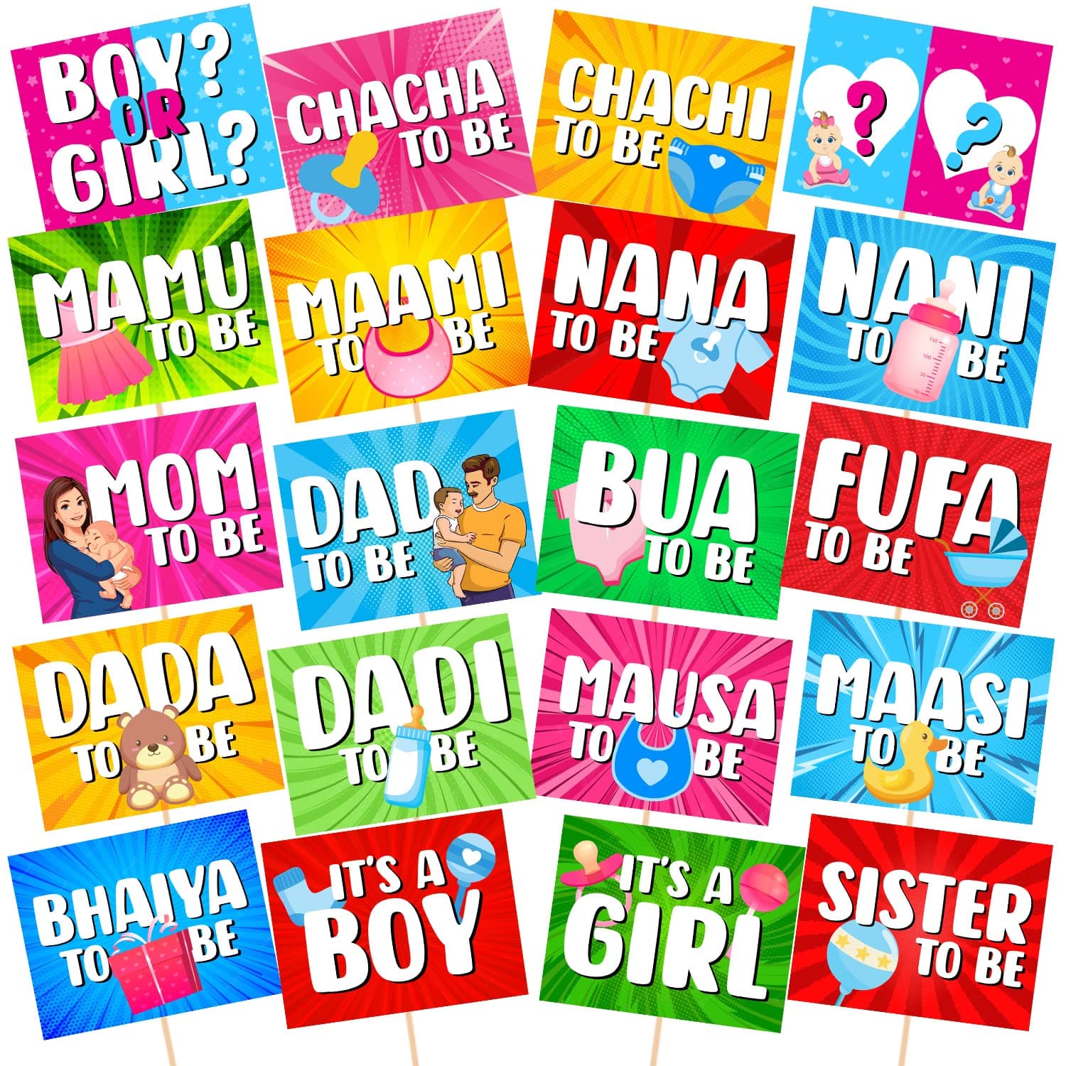 Zyozique 20 Pcs Baby Shower Props for Photoshoot,Photo Booth for Mom to Be Shoot,Maternity Shoot, Photography Or Pregnancy Favors for Babyshower Items Pregnancy Announcement Mommy to be Props