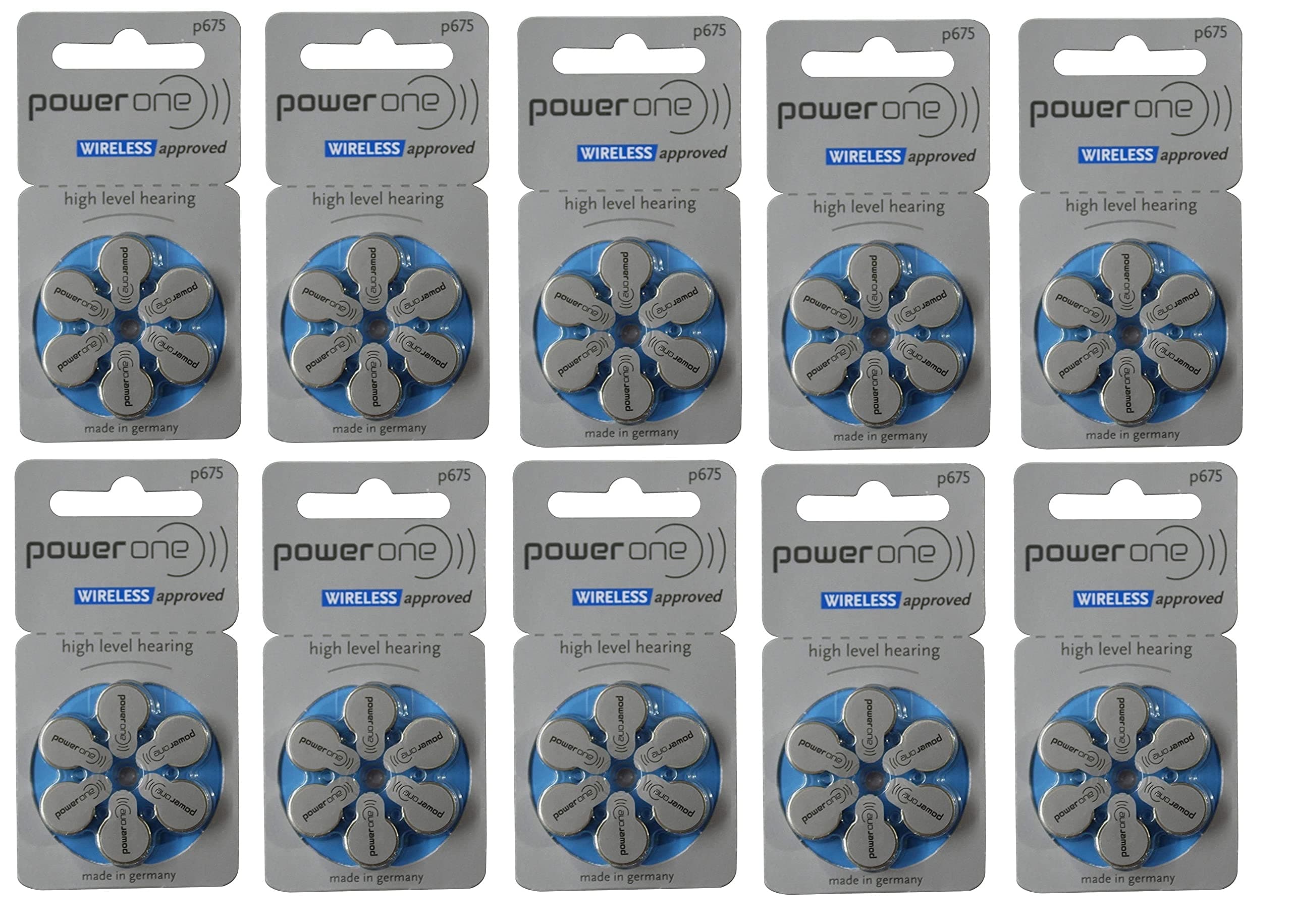 Power One Hearing Aid Battery Size 675, Pack Of 60 Batteries