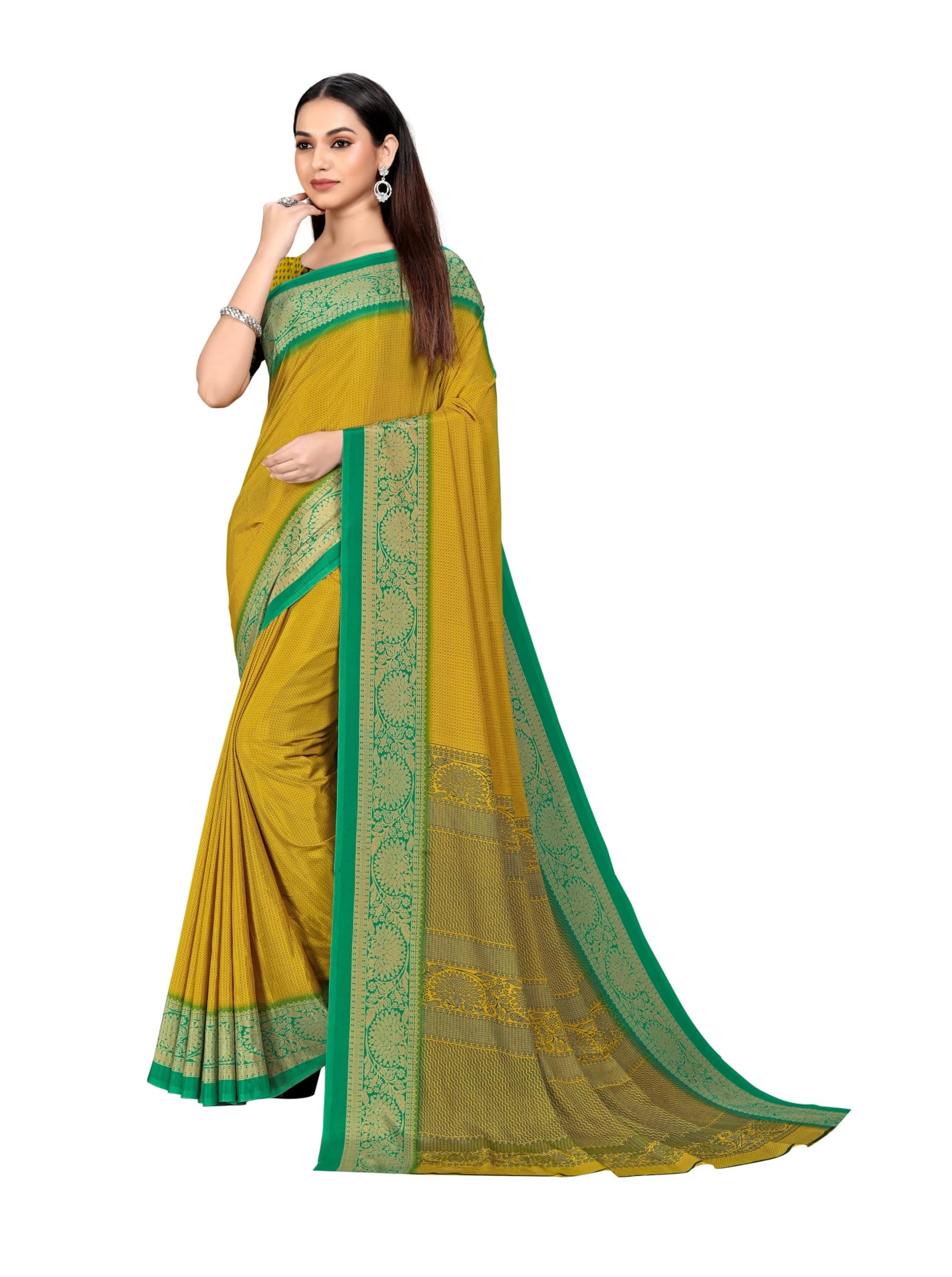 UNIFORM UNICORN Women's Premium Crepe Silk Printed Saree with Blouse Piece(5225-5231_UU)