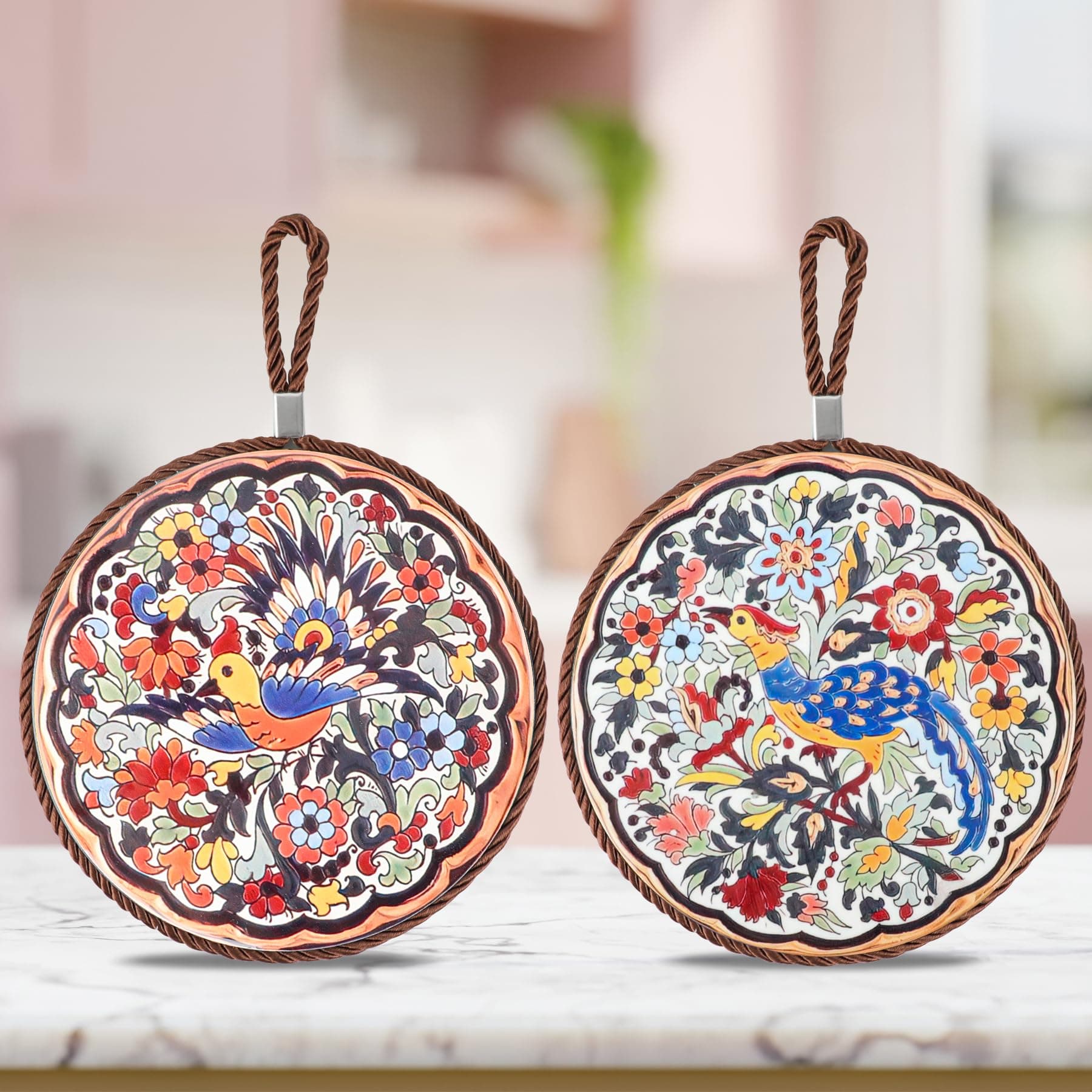 2 pcs Ceramic Trivet,Trivets for Hot Pots and Pans, Trivets for Hot Dishes, Pot Holders, Hot Pad to Portect Your Table and Countertop, Kitchen Decor
