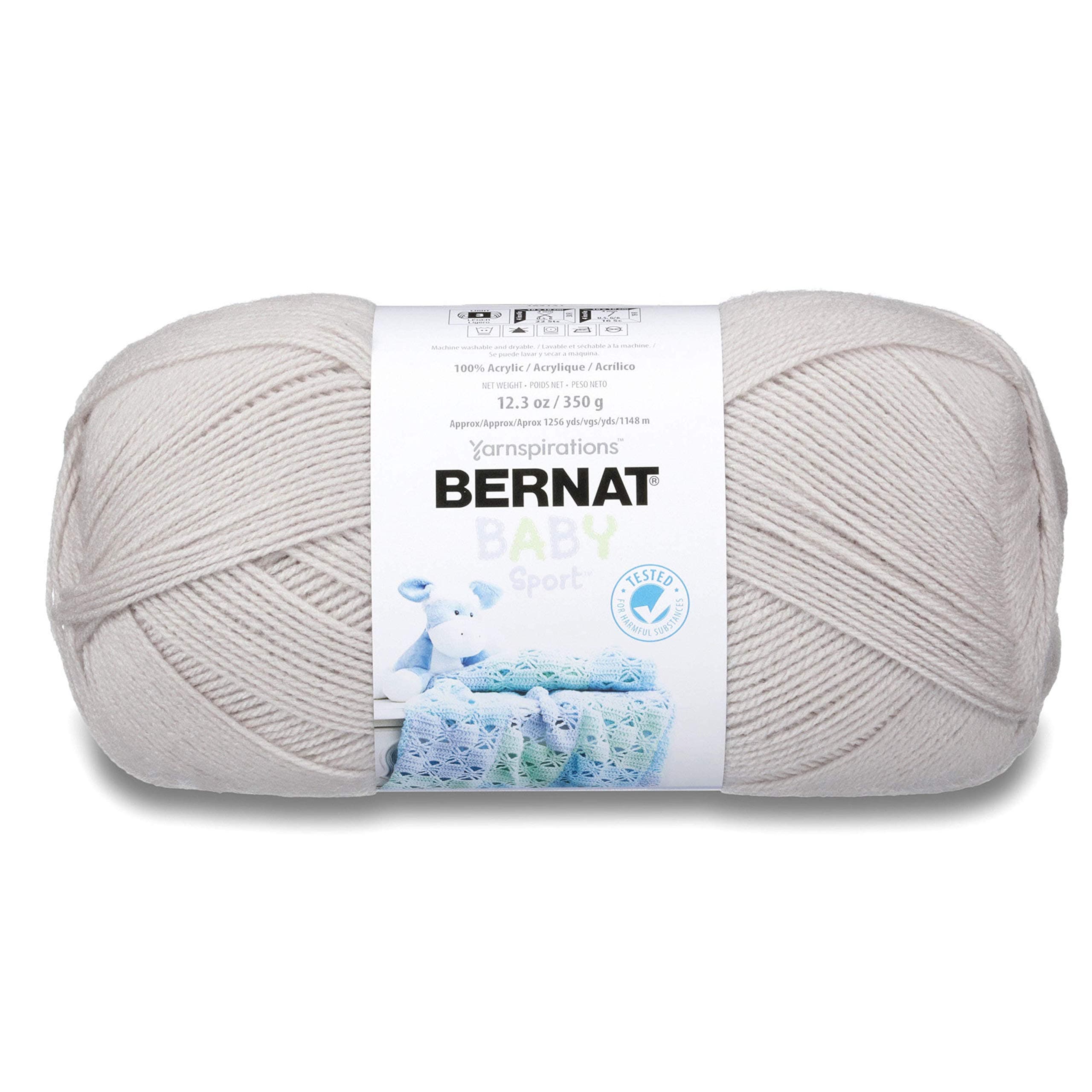 Bernat Baby Big Ball Sport Yarn, Solid, 12.3 Ounce, Baby Grey, Single Ball