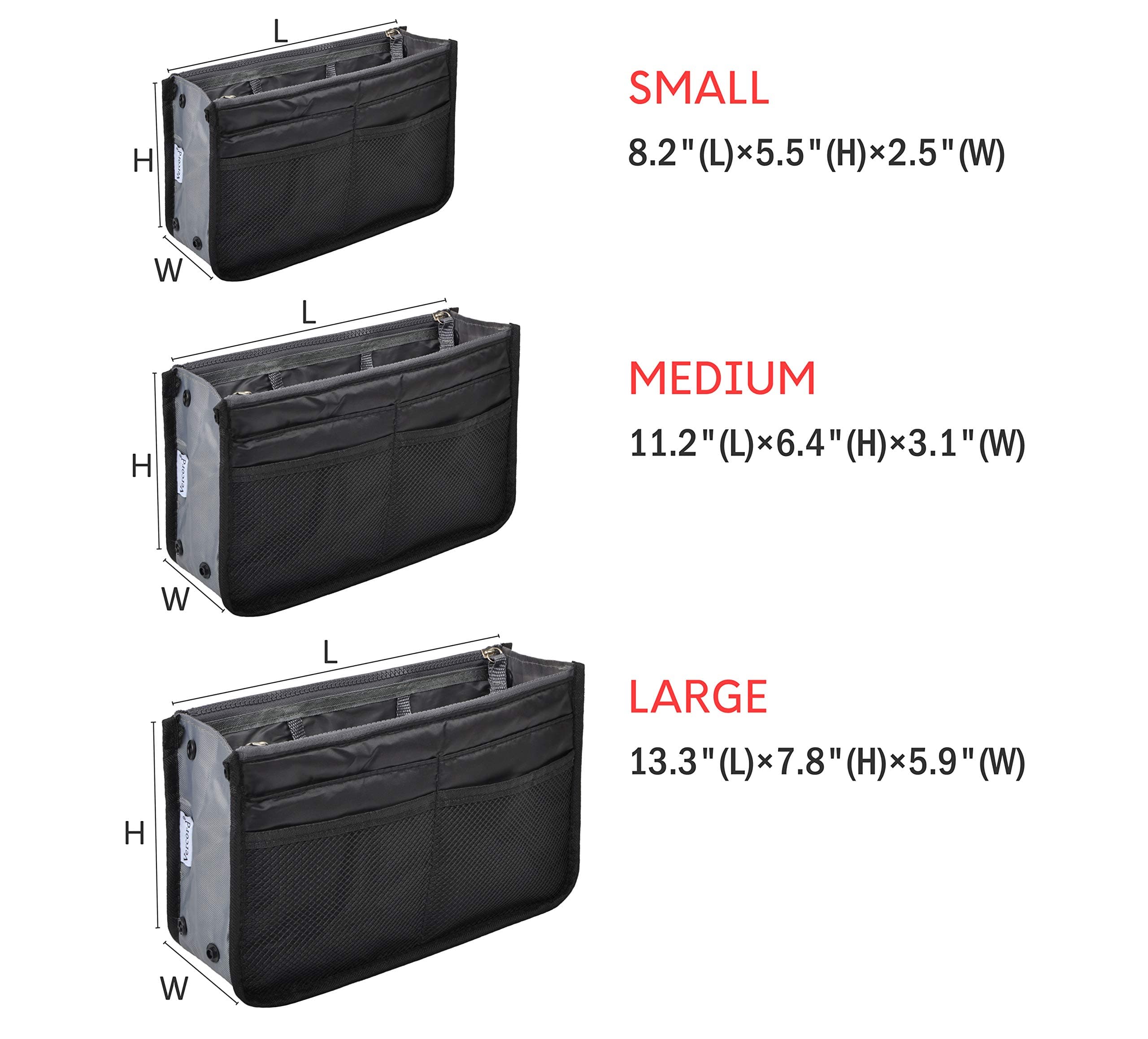 Vercord Purse Organizer,Insert Handbag Organizer Bag in Bag (13 Pockets 30 Colors 3 Size)