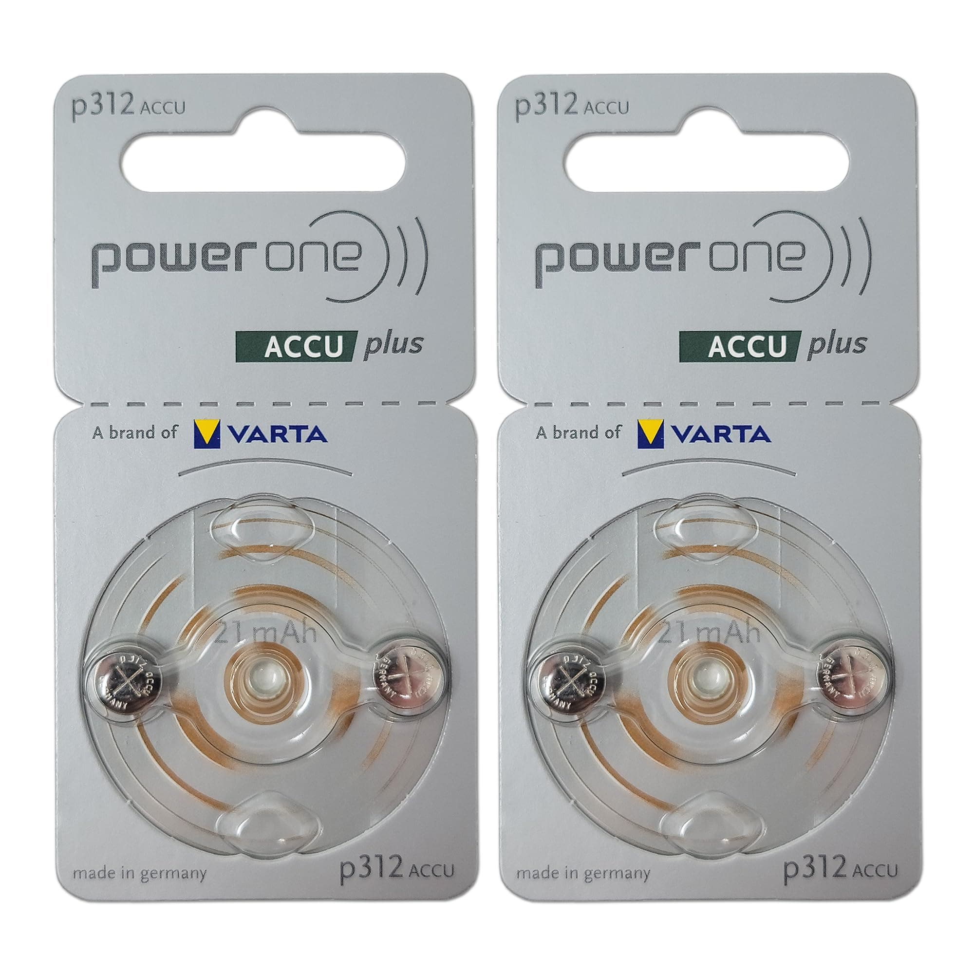 Power One P312 Zinc Air Mercury Free Hearing Aid Battery, 60 Cells (Multi Color)