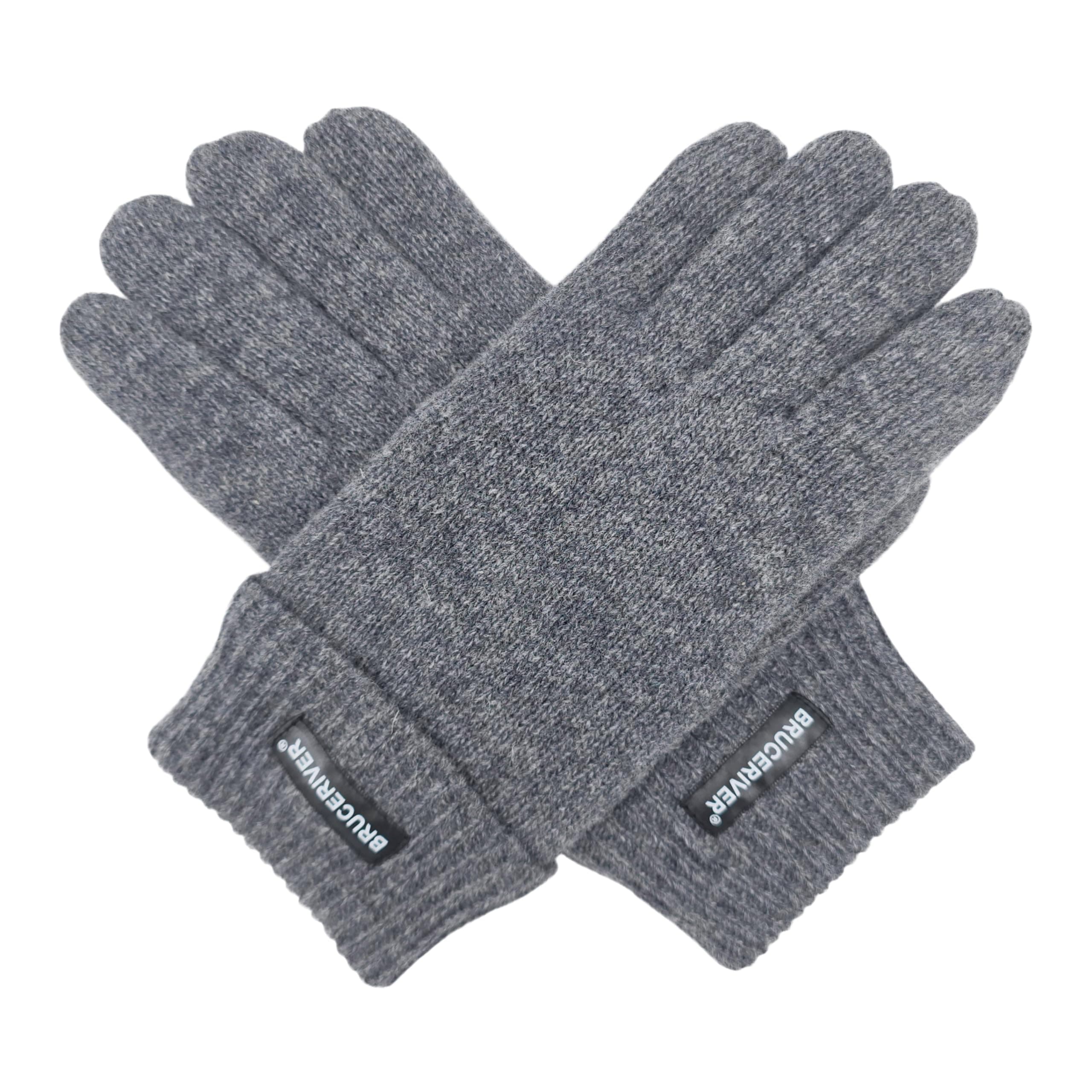 Bruceriver Men's Pure Wool Knitted Gloves with Thinsulate Lining