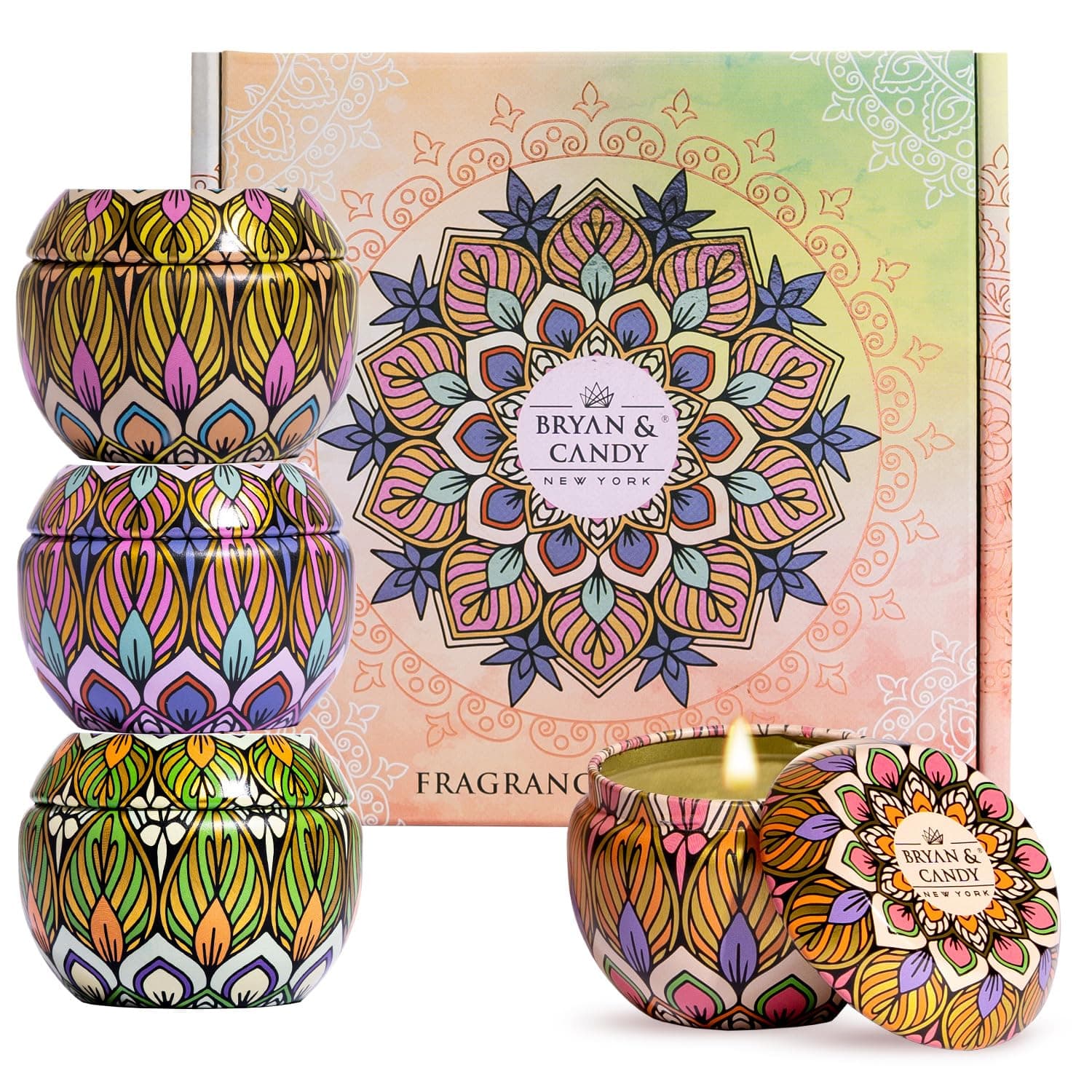 Bryan & Candy Fragrance Candles Combo Women's Day Gift Set for Women and Men | Candle for Home Decor, Exercise, Aromatheraphy | Burn Upto 14 hrs | |Pack of 4 Candles(4 * 60gms)