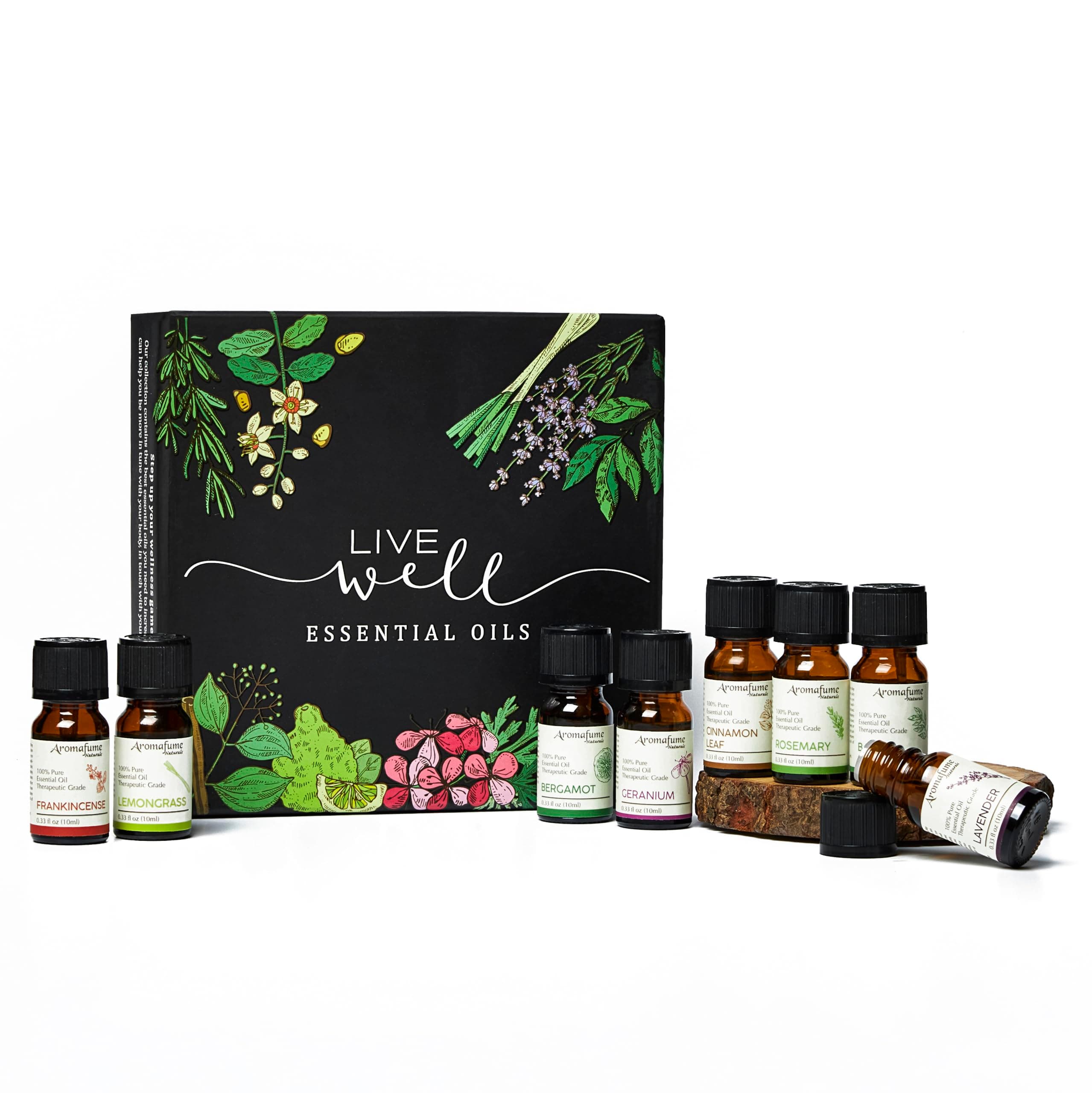 Live Well Essential Oil Set, 8x10ml | 100% Therapeutic Grade by Aromafume