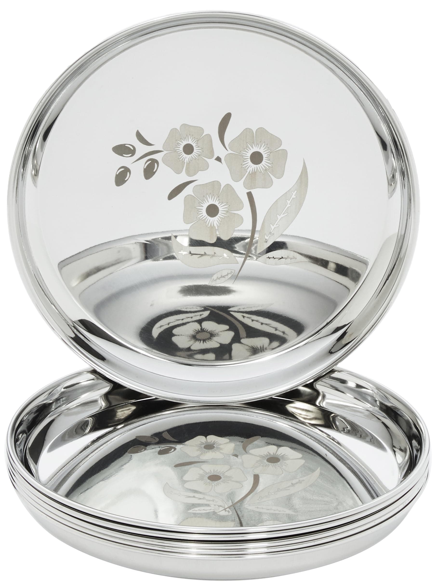 Amazon Brand - Solimo Thali Set | Stainless Steel | Set of 6 | 12 Inches