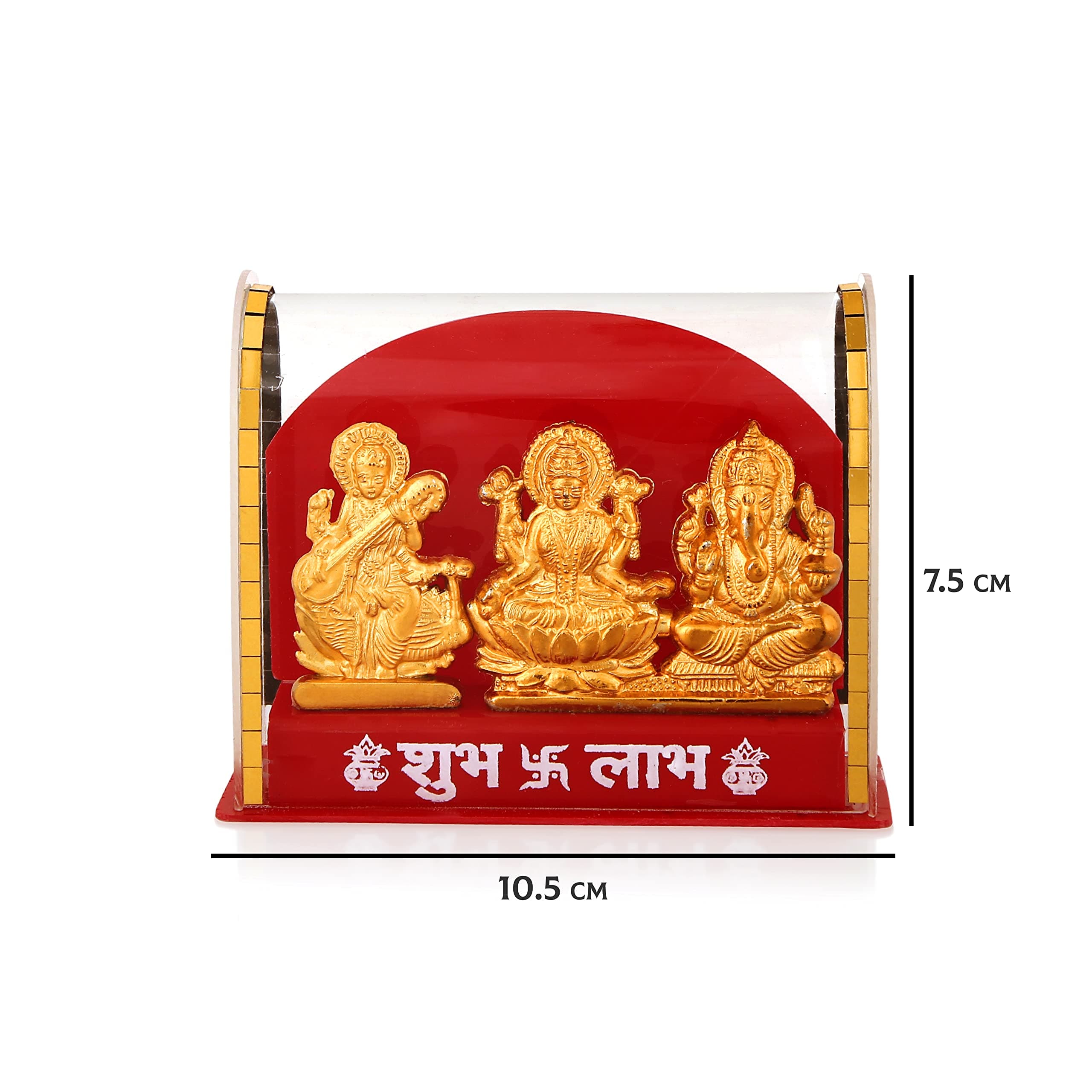 Awesome Craft Golden Lord Ganesh & Maa Lakshmi Acrylic Idol | Hindu God Ganpathi & Goddess Laxmi | Pooja Mandir | Car Dashboard | Office Table Top Decorative Showpiece (10 cm, Gold)