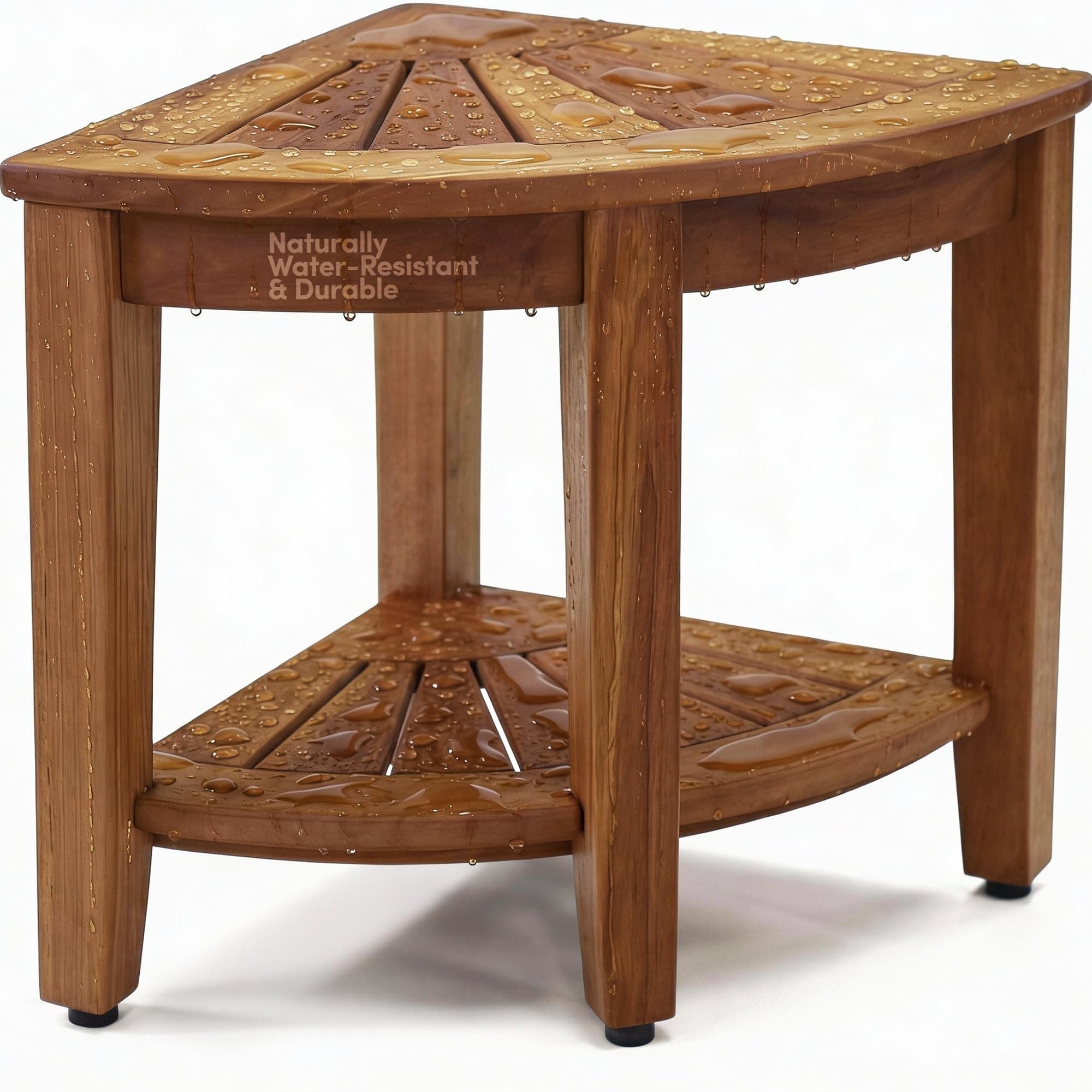 Aqua Teak The Original Kai 15.5 Corner Shower Bench With Shelf