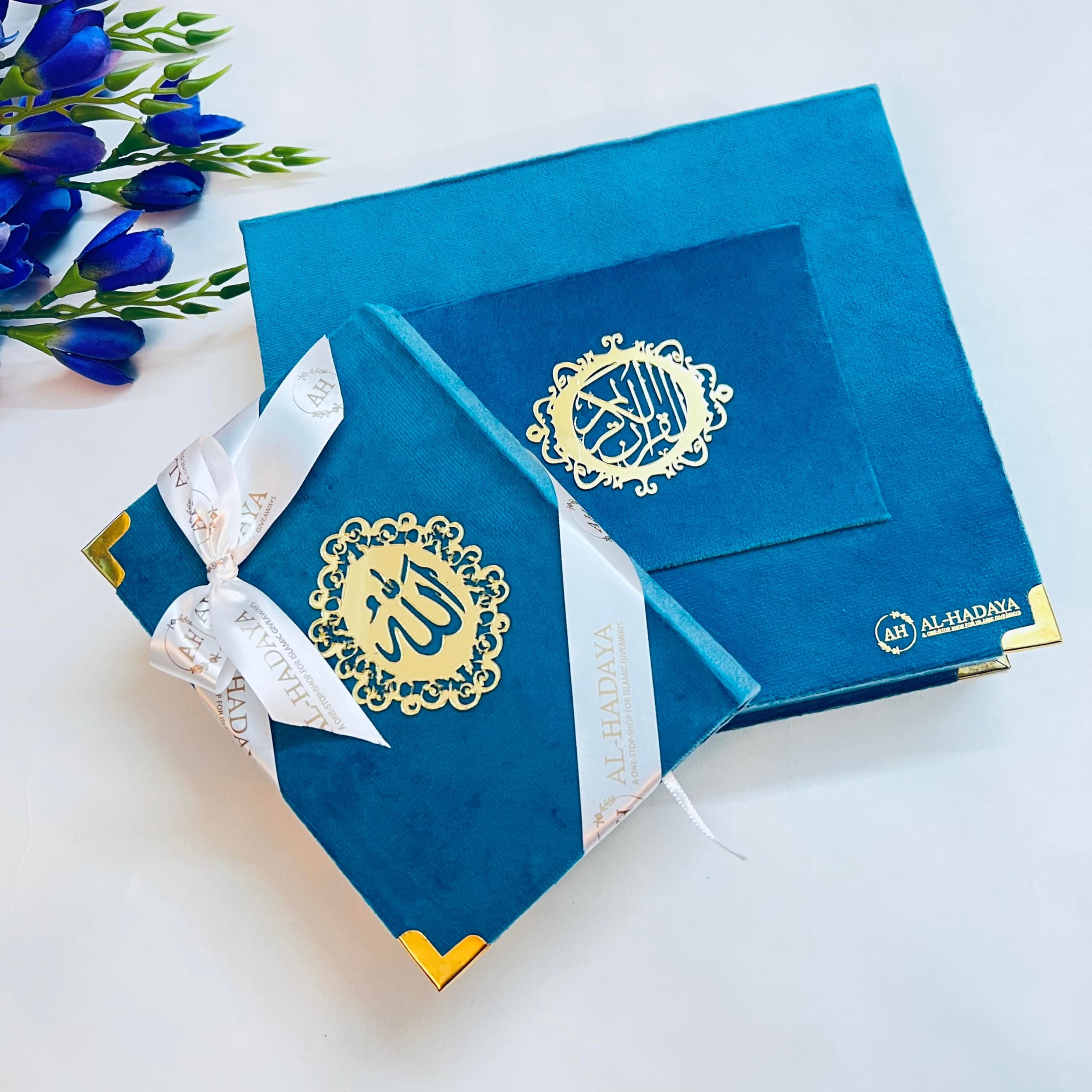 AL-HADAYA Wood Premium Islamic Gift Box, Unique Quran Gift Set For Everyone | Turquoise Blue