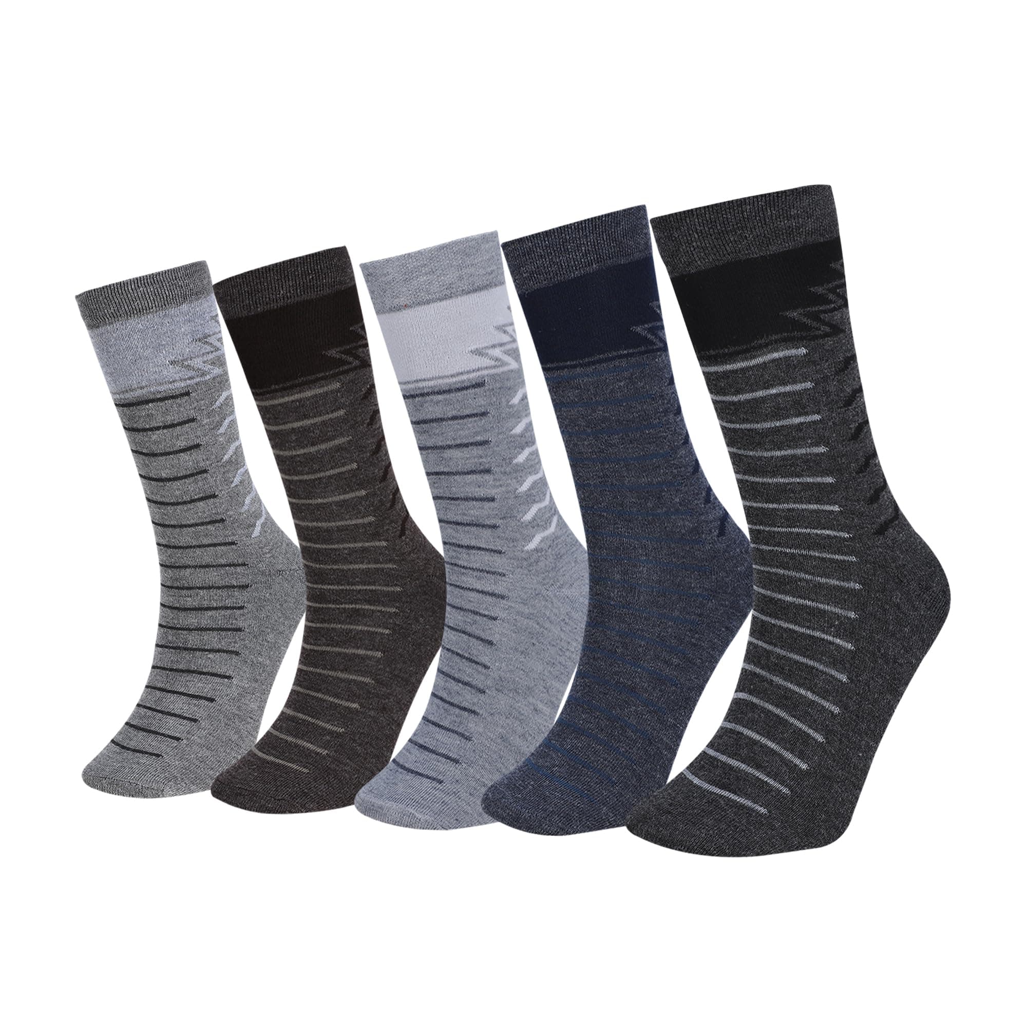 RYSN Calf Length Cotton Socks for Man | Durable & Breathable | Anti-Odour, Antibacterial & Moisture Absorbent | Soft & Durable Office Wear | Free Size | Pack of 5