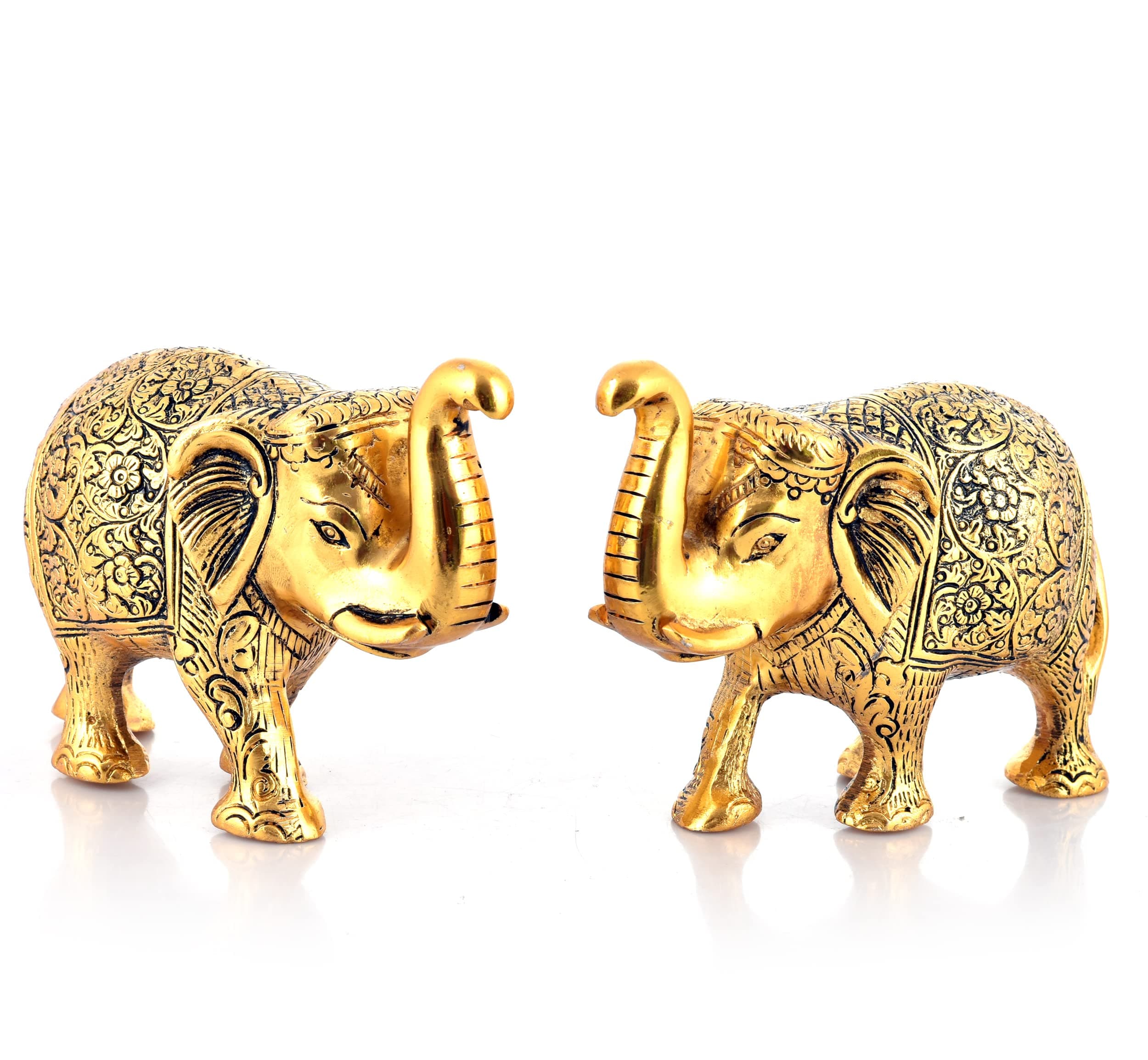 Nirmal Handicraft Metal Elephant Gold Color for Showpiece Enhance Your Home,Office & Table and Gift for Have House Warming Anniversaries, Birthday (4 in.)