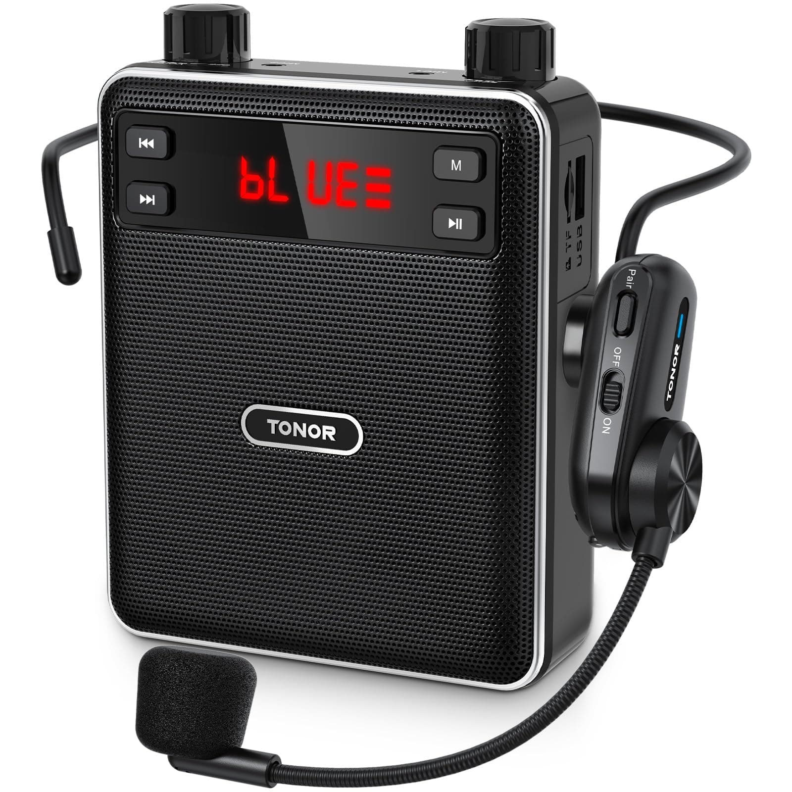 TONOR Voice Amplifier Wireless Microphone 20W, Portable Voice Amplifier for Teachers with Bluetooth Headset Mic, Portable Speaker Megaphone for Classroom, Training, Teaching, Yoga, Meeting, Speech K12