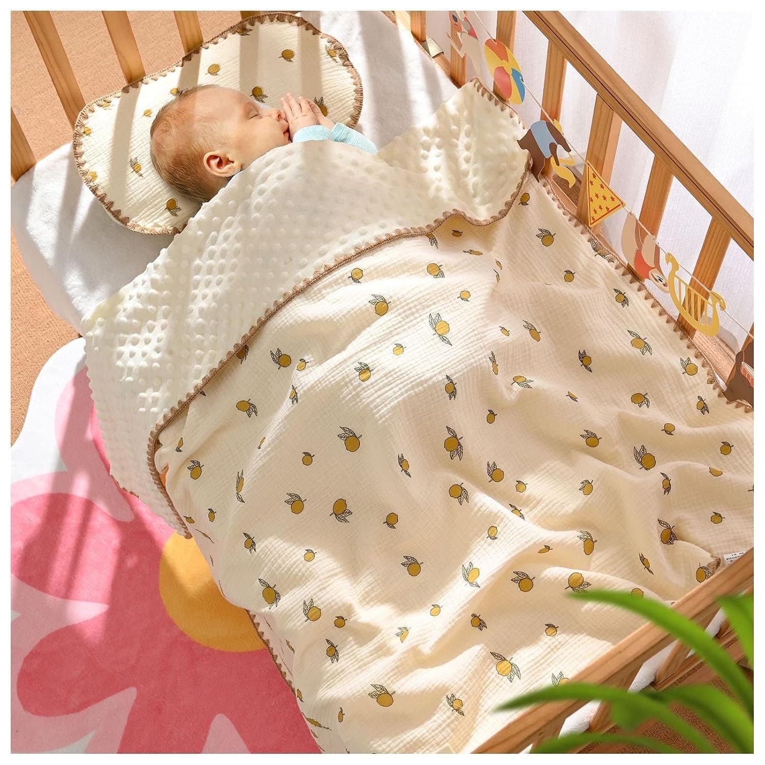HONEY BOO Baby Soft Cotton Blanket with Dotted Double Layers Muslin Soft Swaddle for Newborn Baby Receiving Blankets,Toddler,Ultra-Soft Fabric, Wrap(0–2 Years) (Pack of 1) Print May Vary