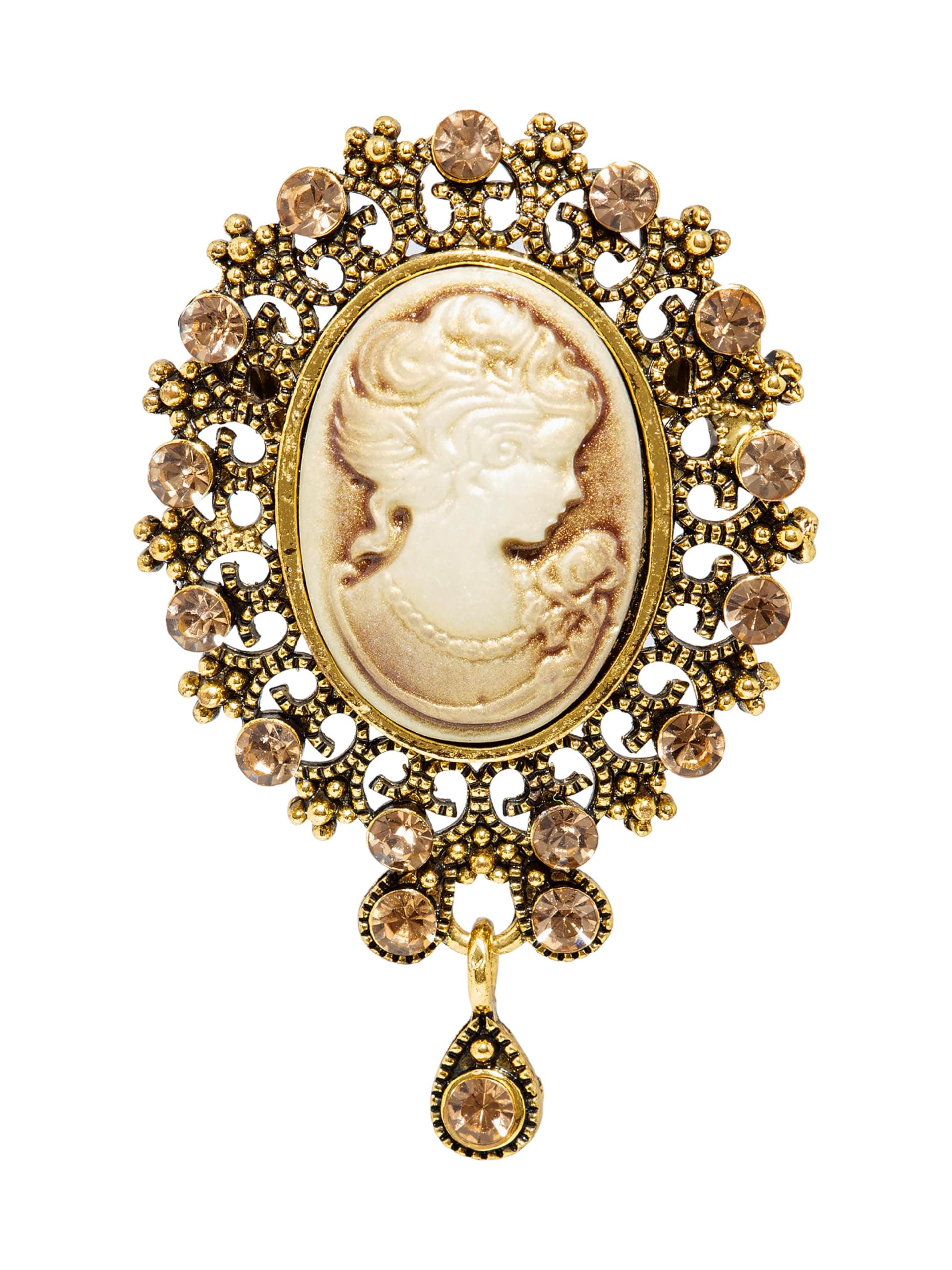 MINACHI Vintage Victorian Design Queen's Cameo Antique Wedding Brooch Pin, Jewelry Gift for Women, Medium, Alloy Steel, no gemstone