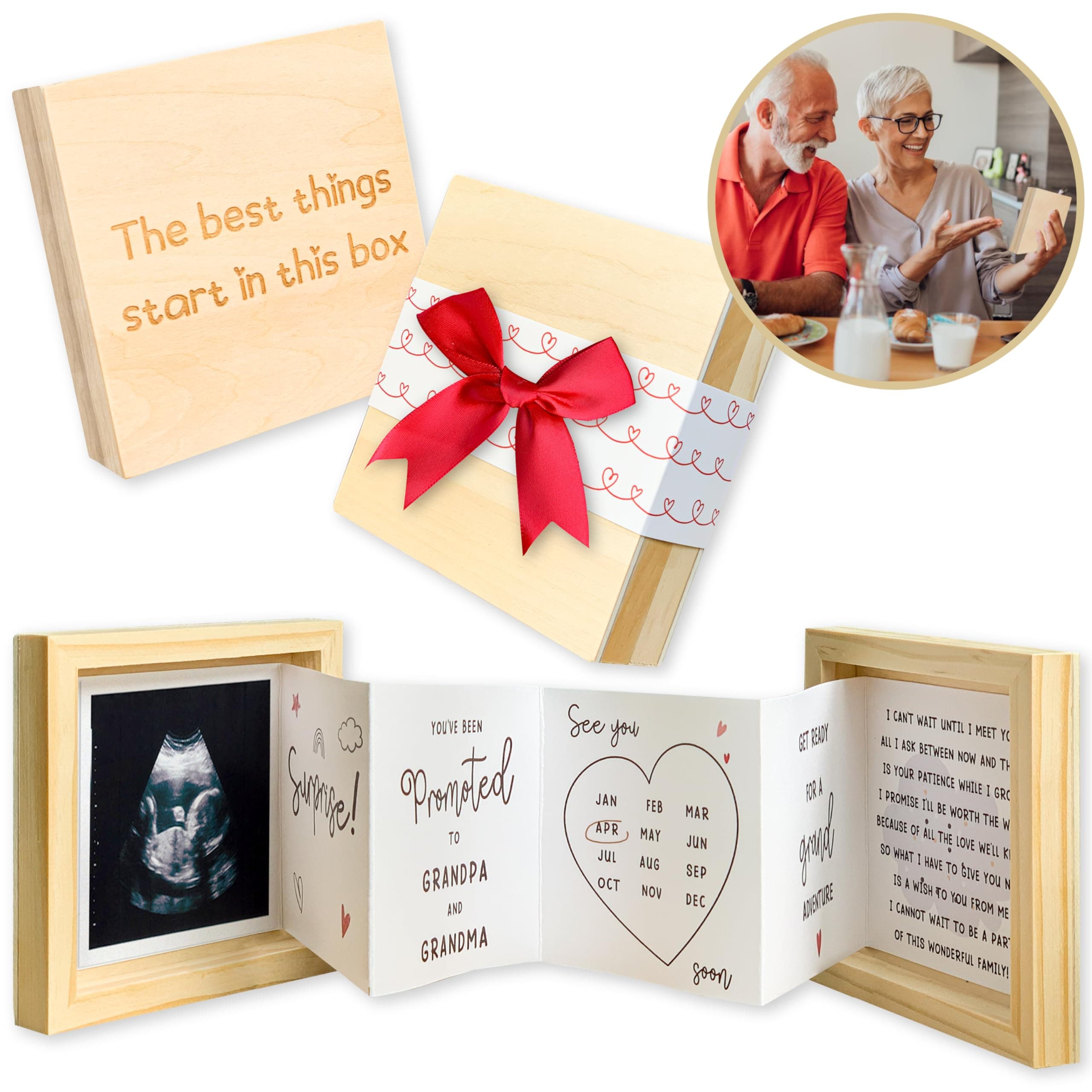 97 Decor Grandparents Baby Announcement Gifts - Pregnancy Announcement For Grandparents, Baby Reveal Ideas For Grandparents, New Baby Surprise Announcement, Sonogram Picture Wooden Keepsake Box Gift