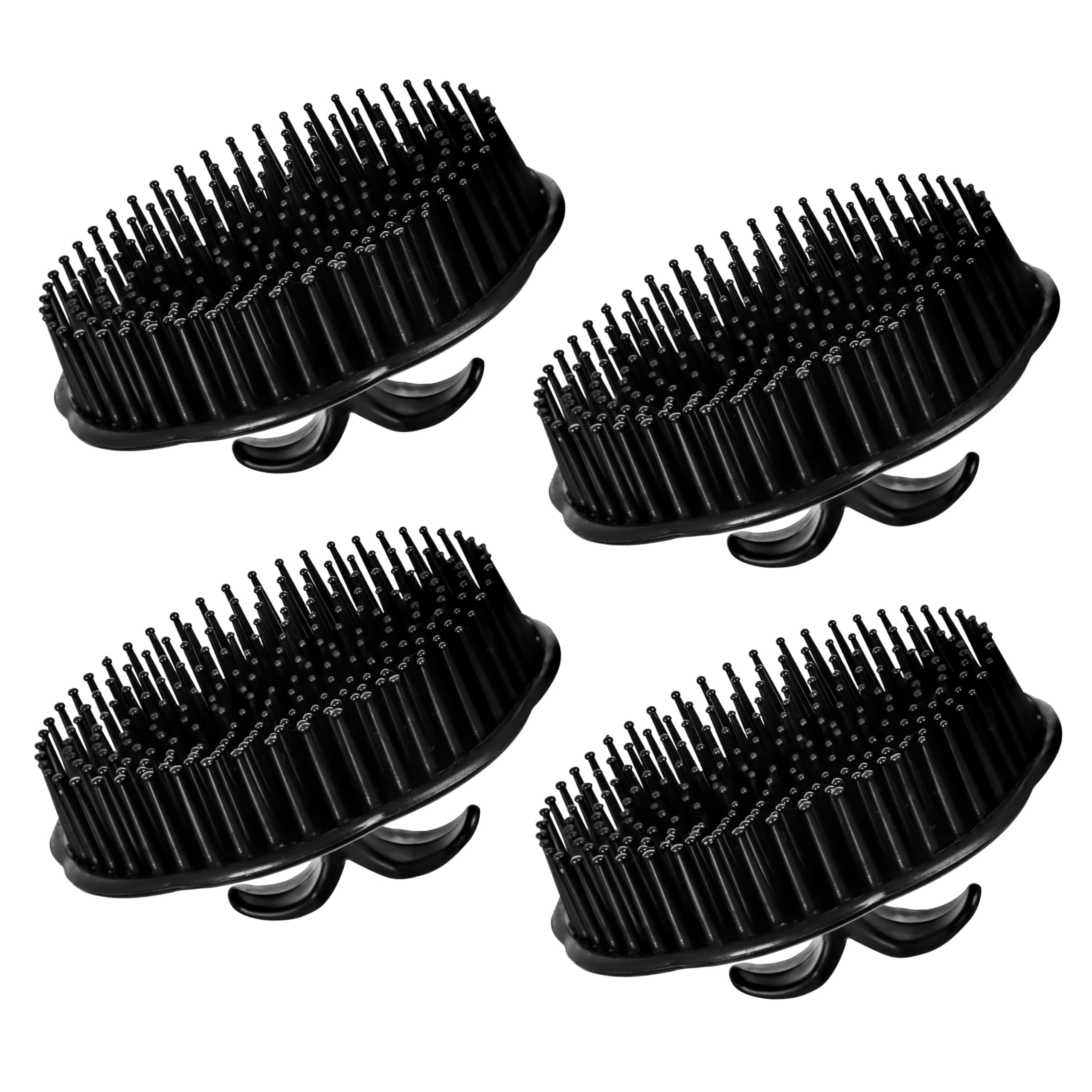 Ankita Hand Grip Round Comb & Scalp Massager | Small Round Hair Comb Shampoo Brush Scalp Massage | Tangle Eraser Detangling Brush |Soft Bristles for Gentle Scalp Care, Deep Cleaning, Dandruff Prevention, Oil Control, Relaxing Head Massage| Combo Pack of 4 Black