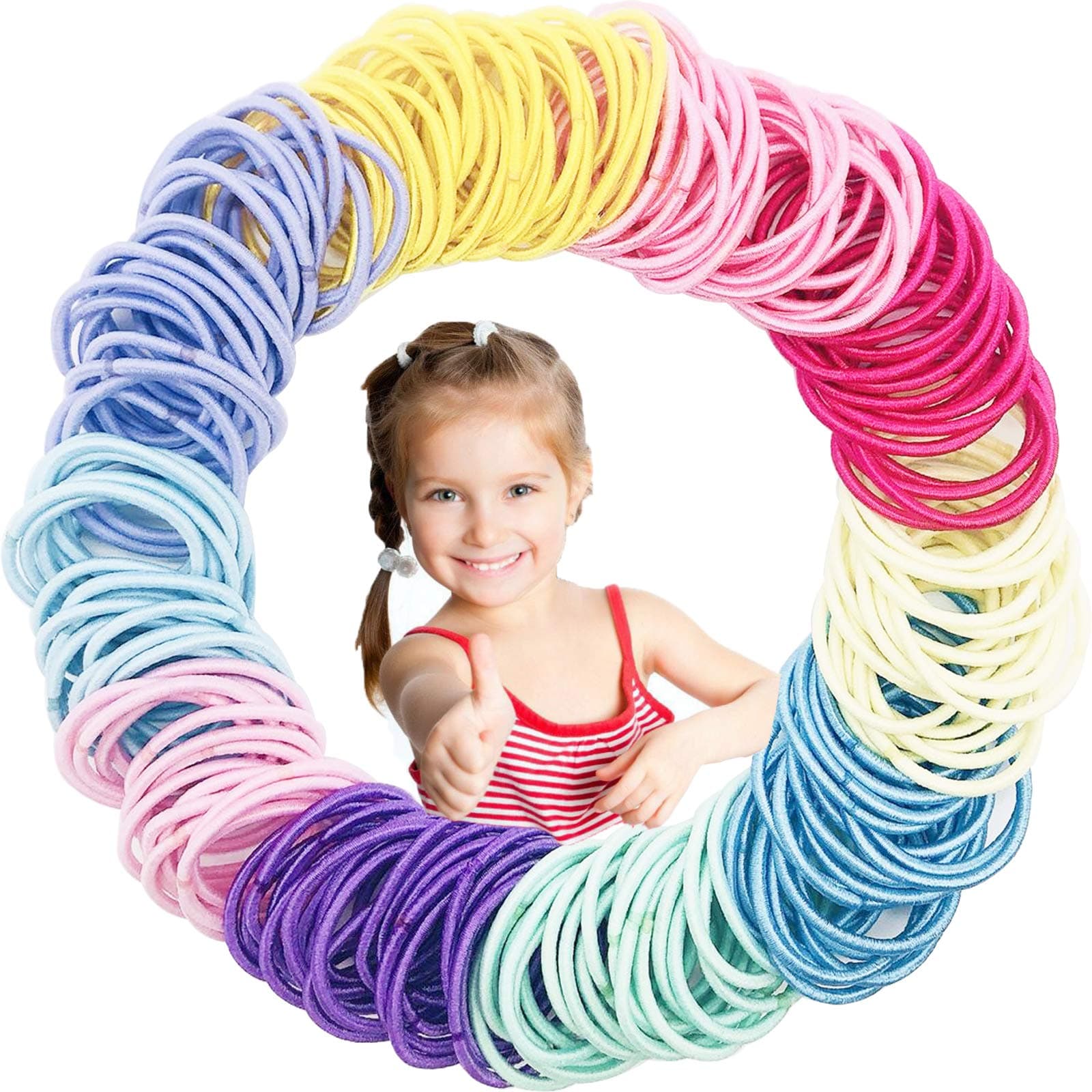 Hair Elastics 2mm Mini Sized Color Match Hair Ties for Kids