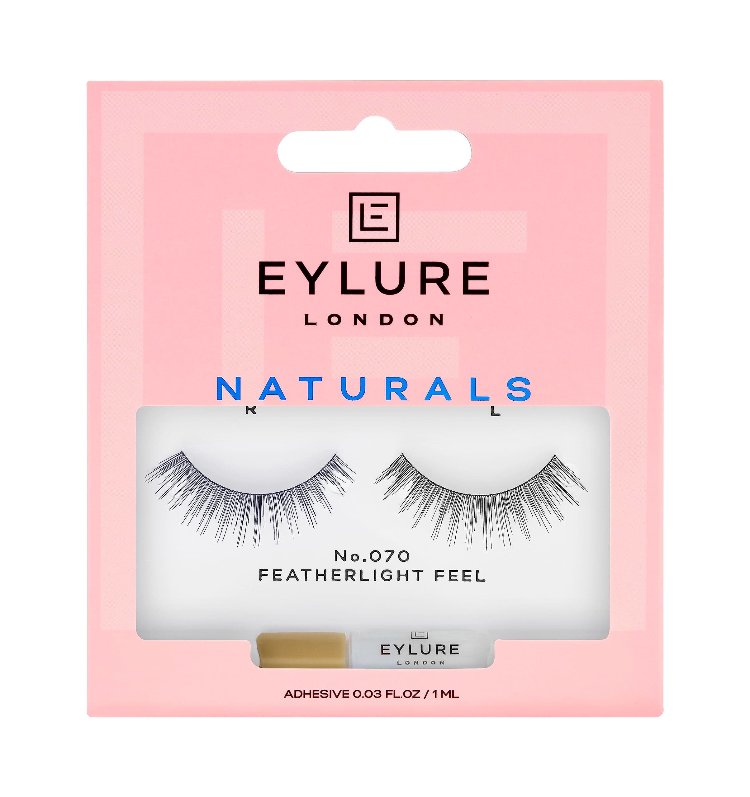 EYLURE LONDON False Eyelashes - Naturals No. 070 Featherlight Feel Lashes with Adhesive Black