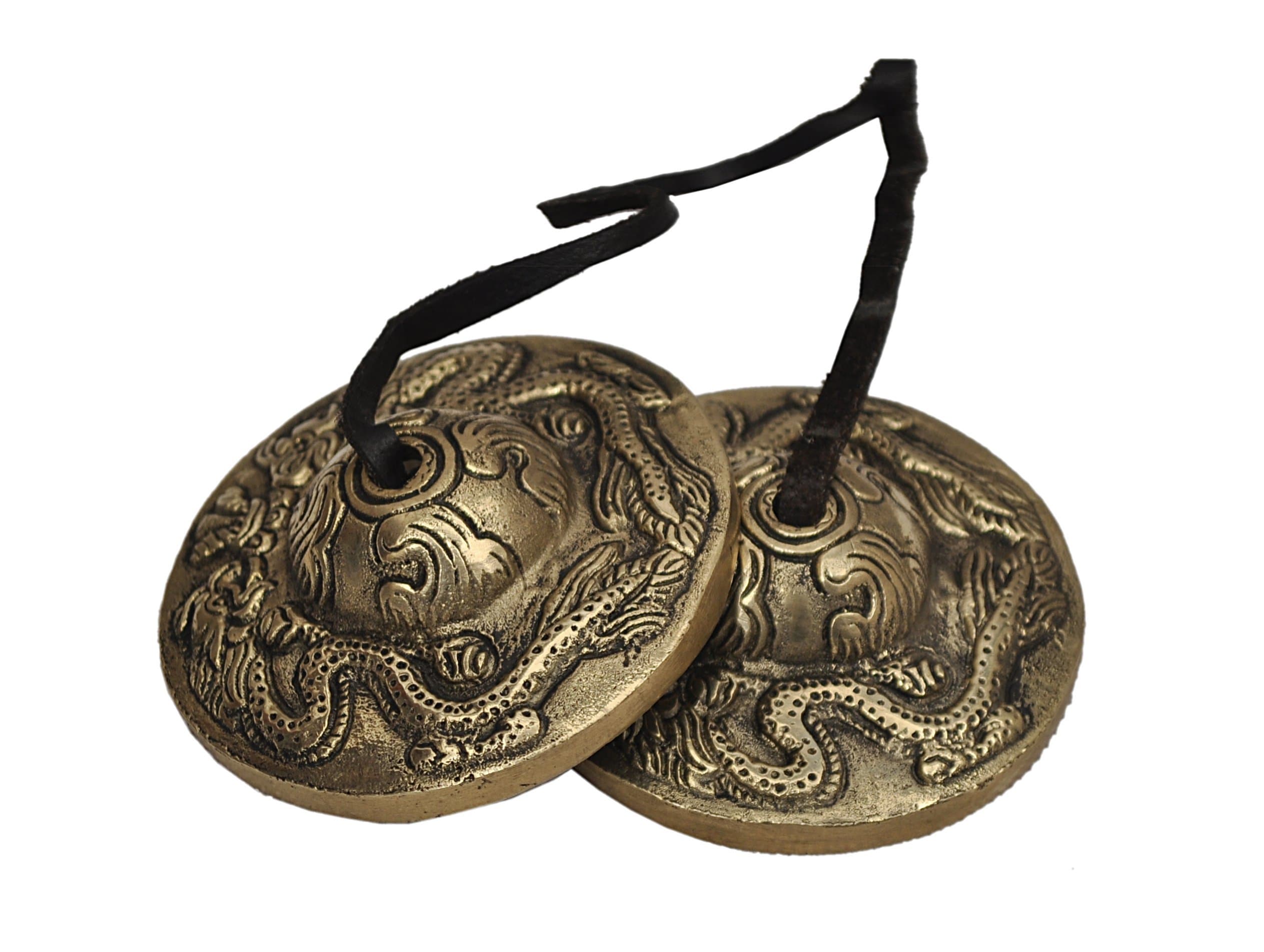 Dharma Store - Tibetan Yoga Meditation Cymbals Bell - Dragon Embossed