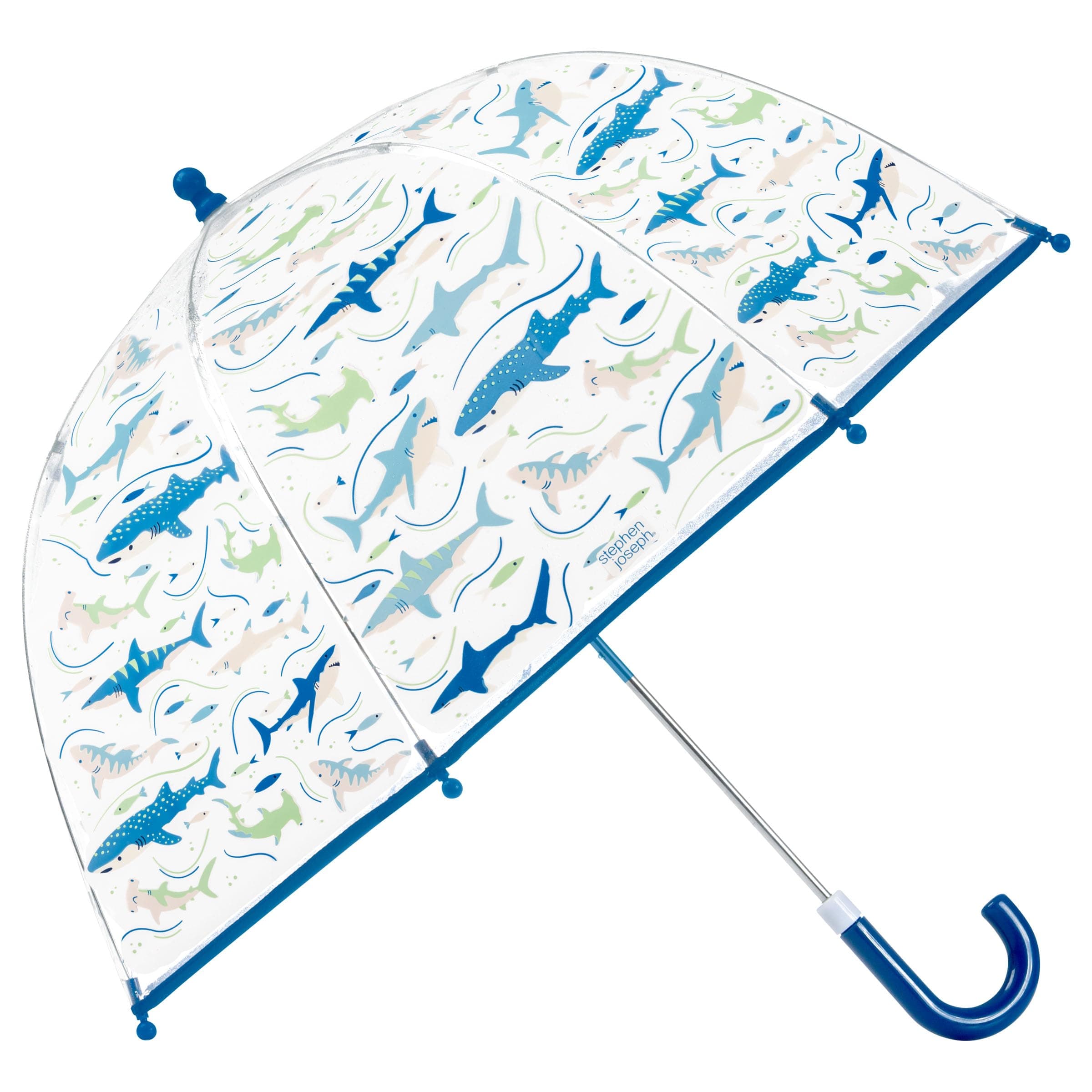 Stephen Joseph, Clear Color Changing Bubble Umbrella, Kids Toddler Umbrella with Dome Canopy, Shark, Shark