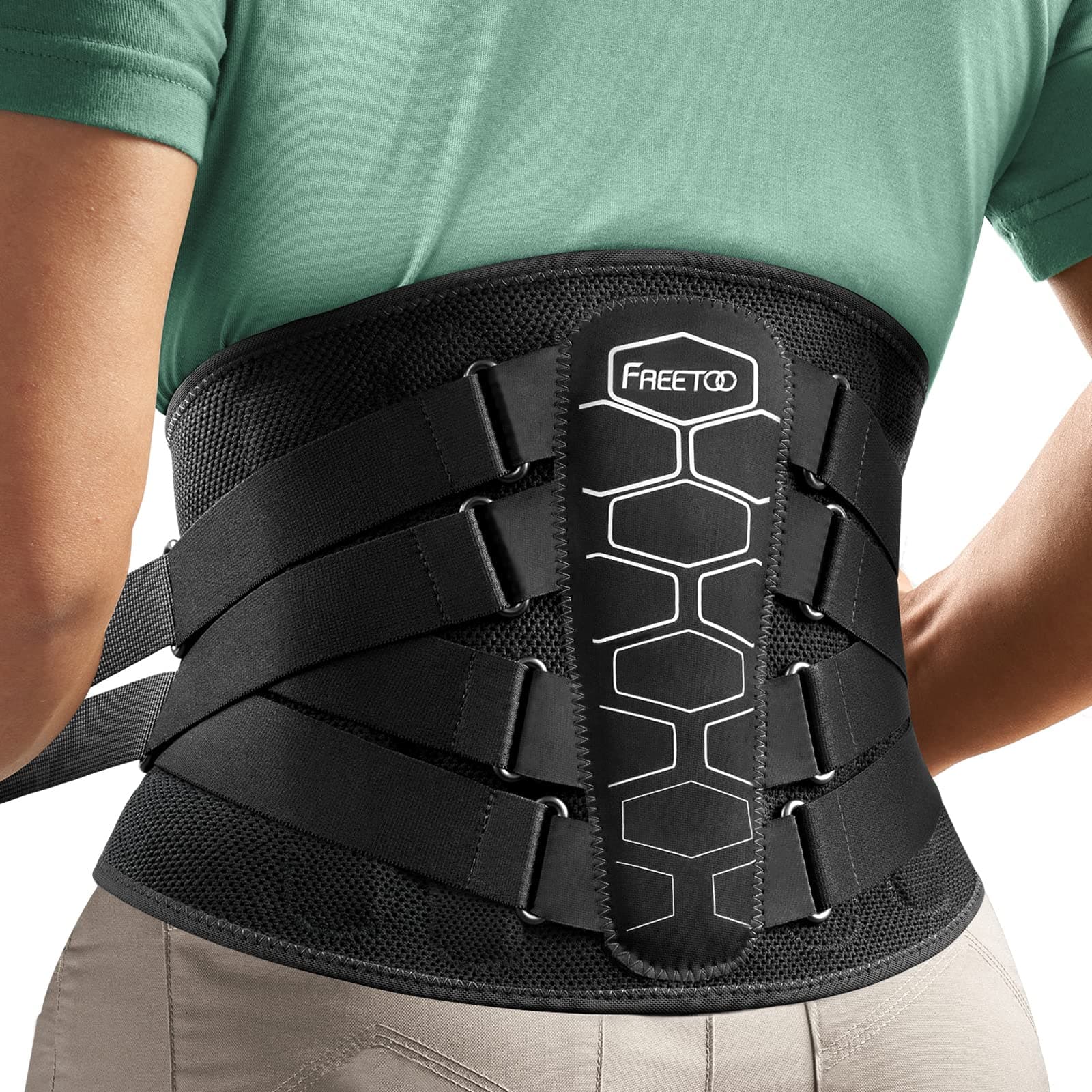 FREETOO Back Braces for Lower Back Pain Relief with Pulley System,Lumbar Support Belt for Men & Women with Lumbar Pad, Ergonomic Design and Soft Breathable 3D Knit Material,for Herniated Disc,Sciatica