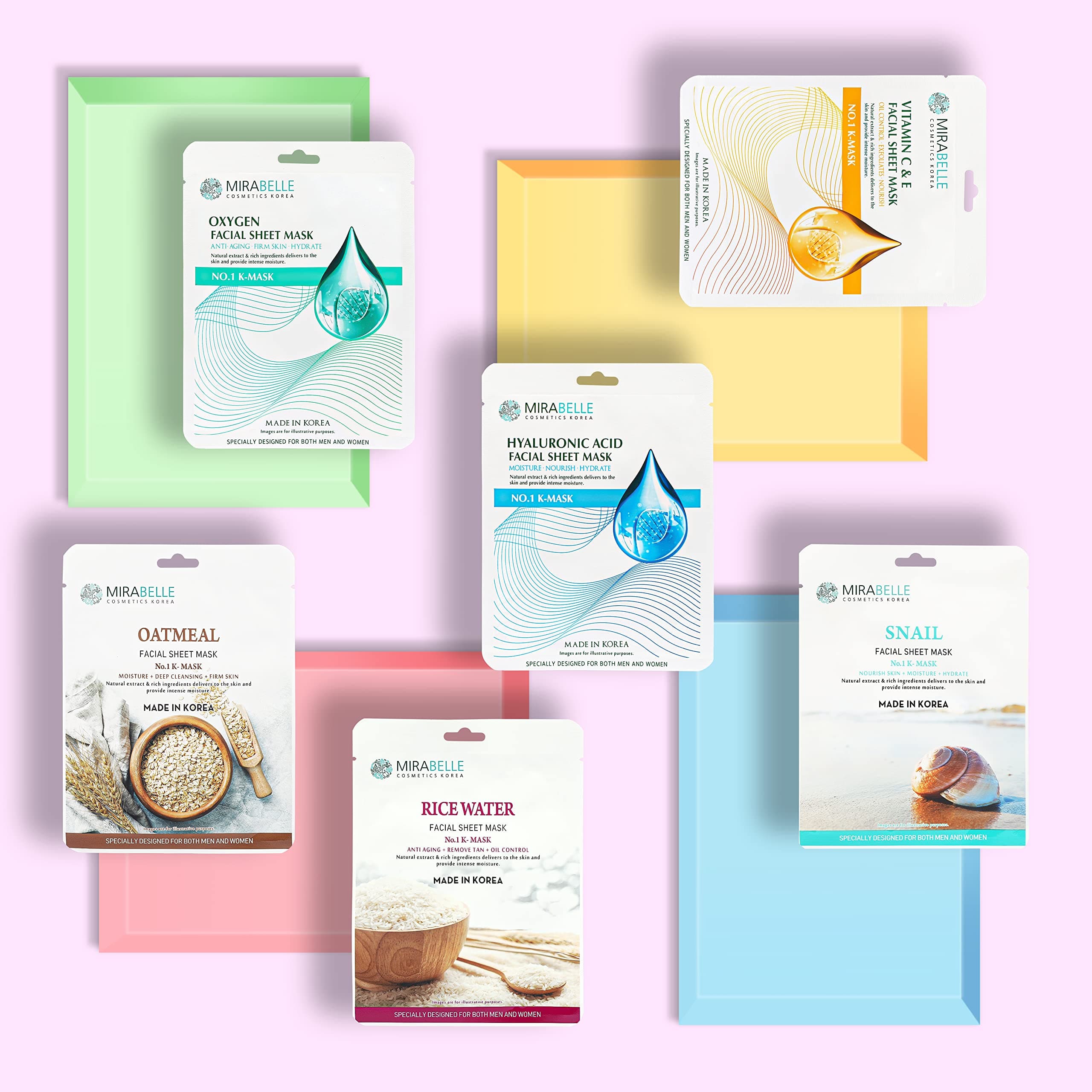 Mirabelle Rice Water Korean Face Sheet Mask For Brightening (Pack of 2)
