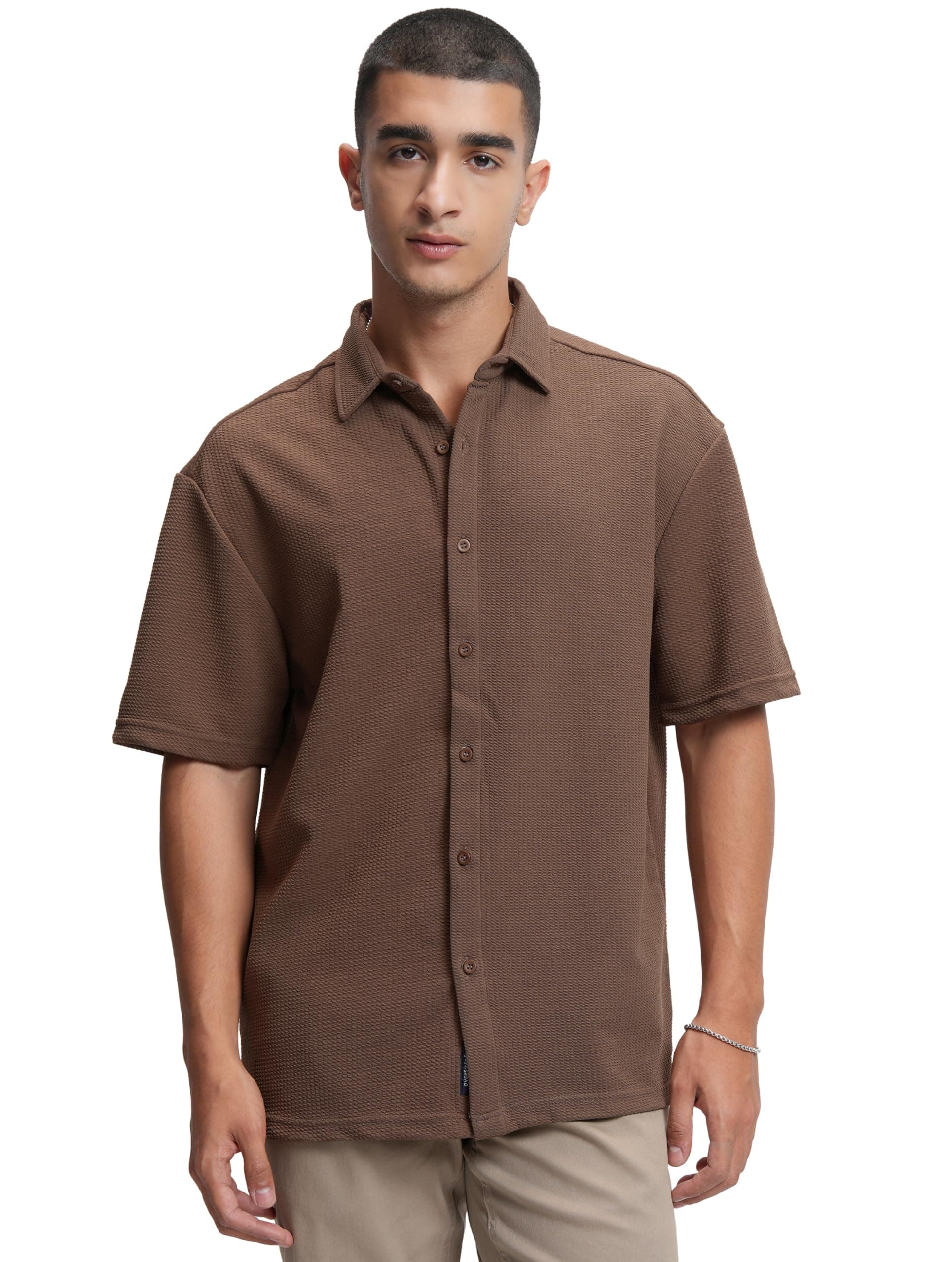 Highlander Men's Solid Loose Fit Shirt