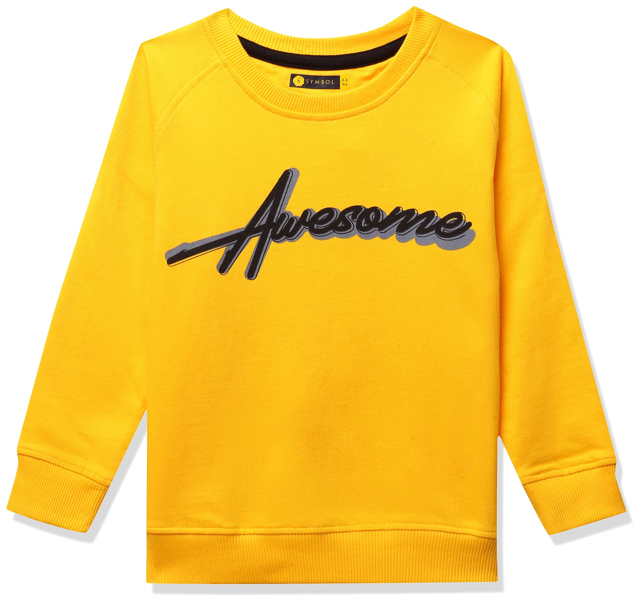 Amazon Brand - Symbol Boys Cotton, Polyester Crew Neck Sweatshirts (AW21SMBYSWTPO1-502_Yellow 1_3-4 Years_Yellow 1_3 Years-4 Years)